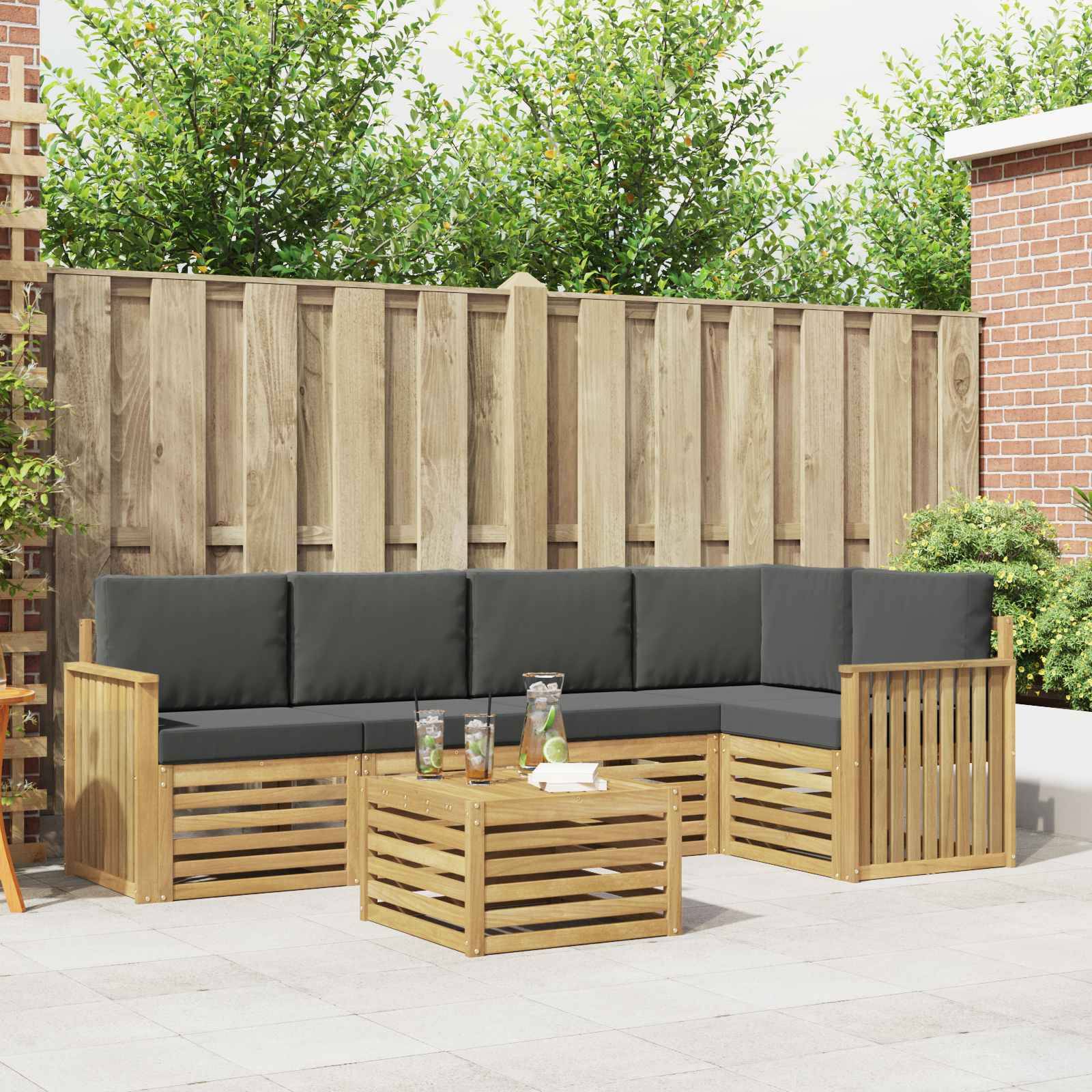 vidaXL Outdoor-Sofagarnitur 6 pcs Weiß und Anthrazit 59 x 59 x 37 cm