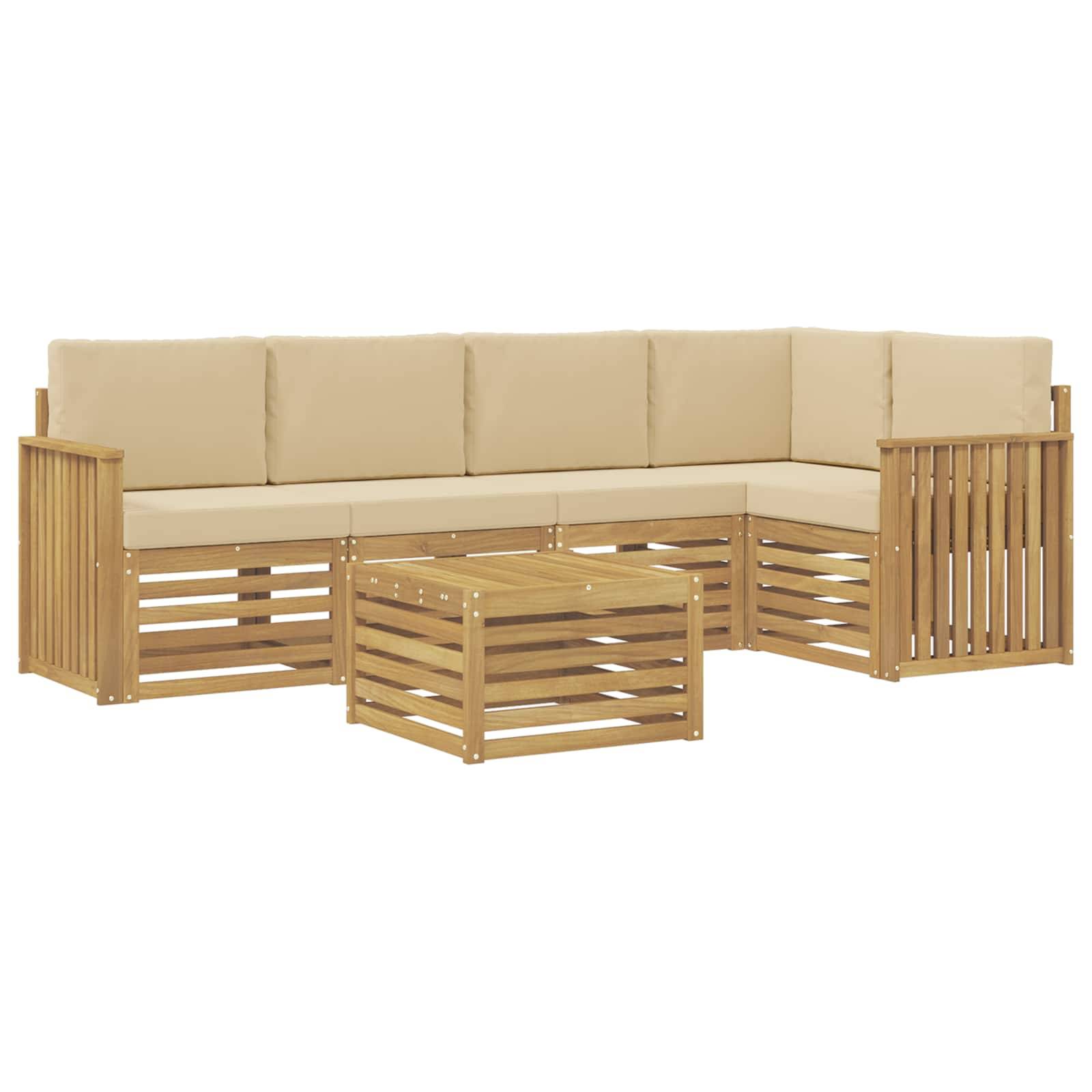 vidaXL Outdoor-Sofagarnitur 6 pcs Weiß und Beige 59 x 59 x 37 cm
