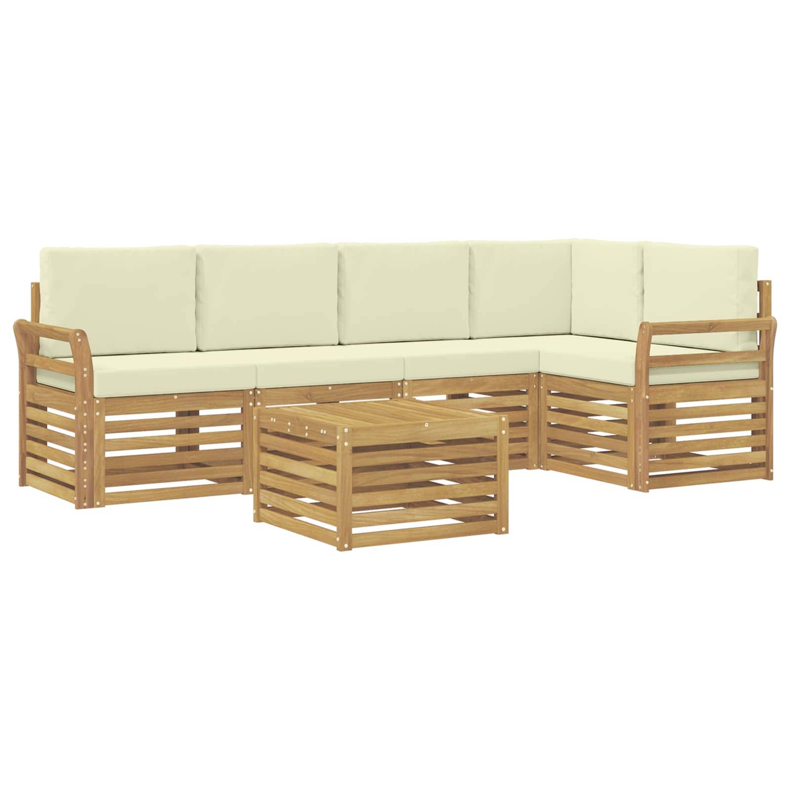 vidaXL Outdoor-Sofagarnitur 6 pcs Weiß und Creme 59 x 59 x 37 cm