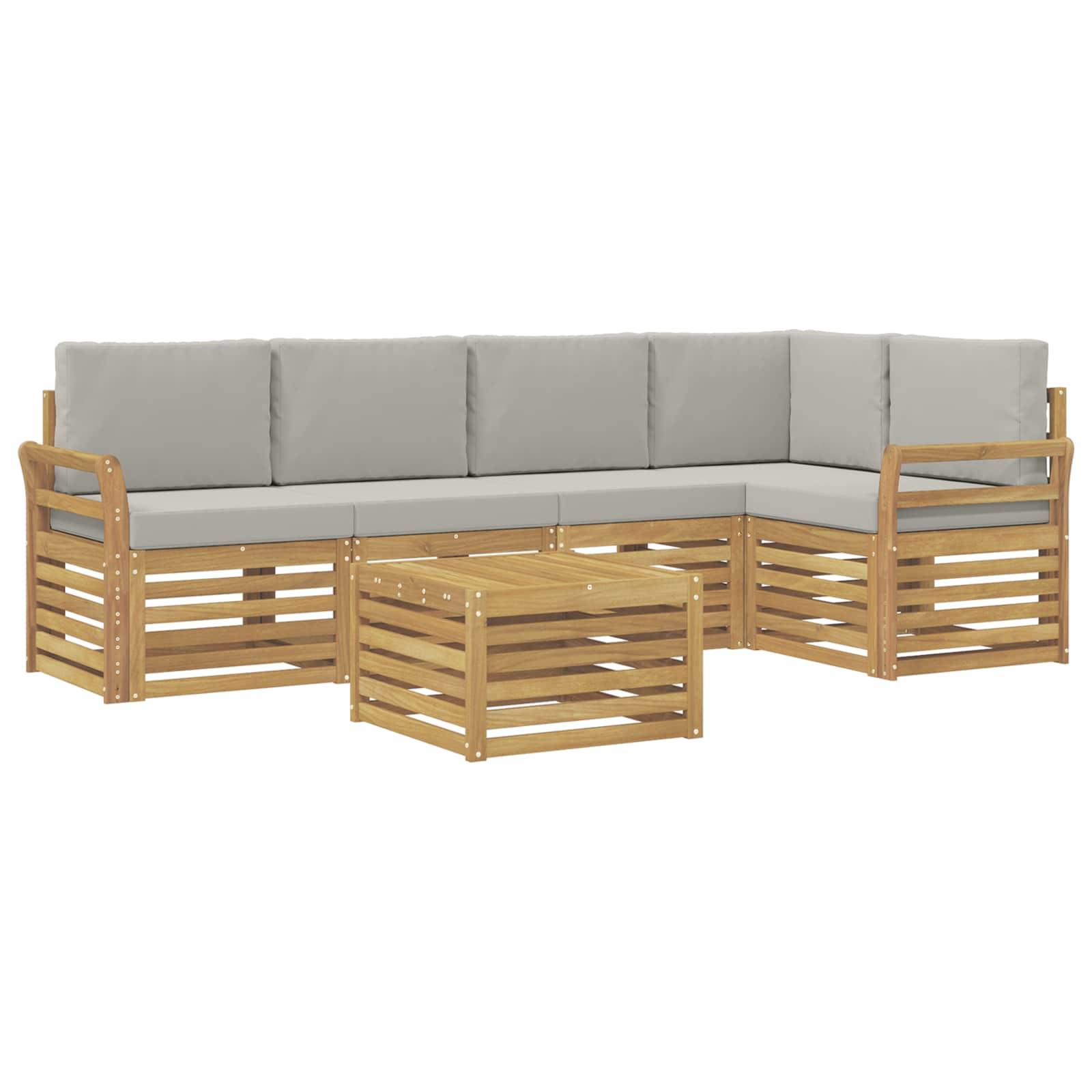 vidaXL Outdoor-Sofagarnitur 6 pcs Weiß und Hellgrau 59 x 59 x 37 cm