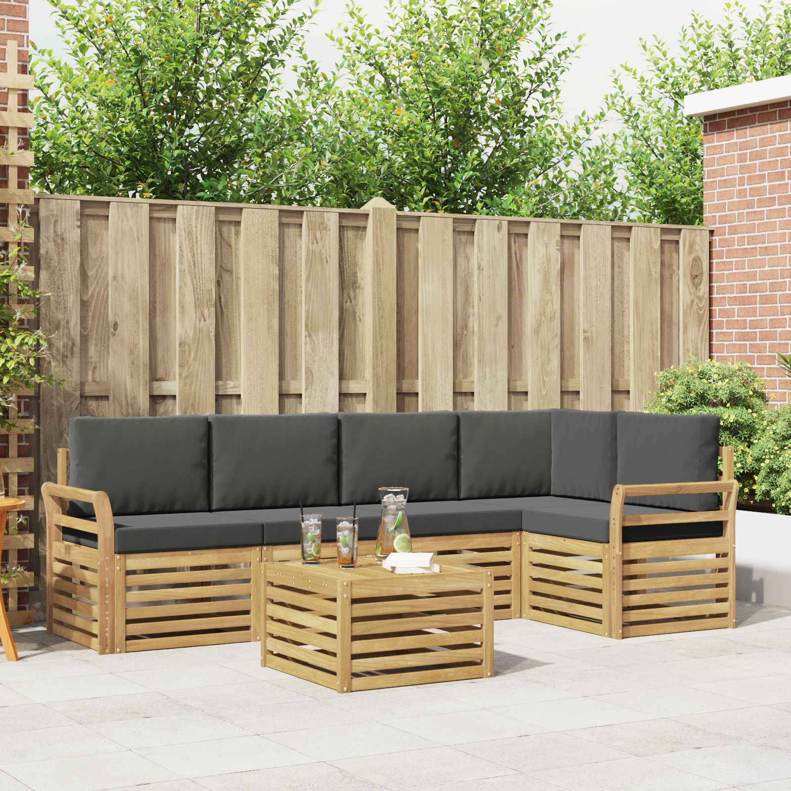 vidaXL Outdoor-Sofagarnitur 6 pcs Weiß und Anthrazit 59 x 59 x 37 cm