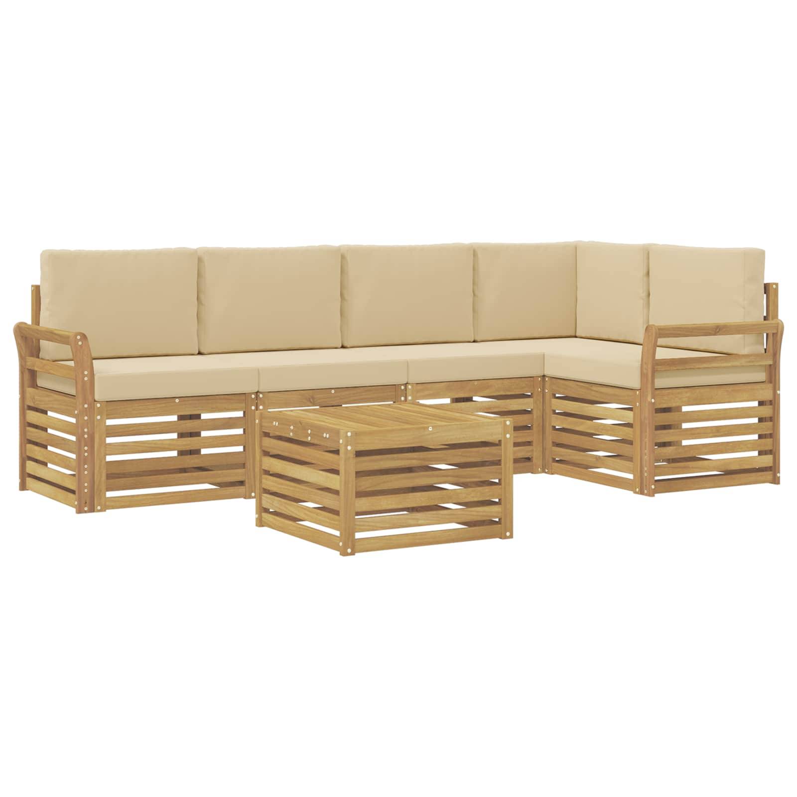 vidaXL Outdoor-Sofagarnitur 6 pcs Weiß und Beige 59 x 59 x 37 cm