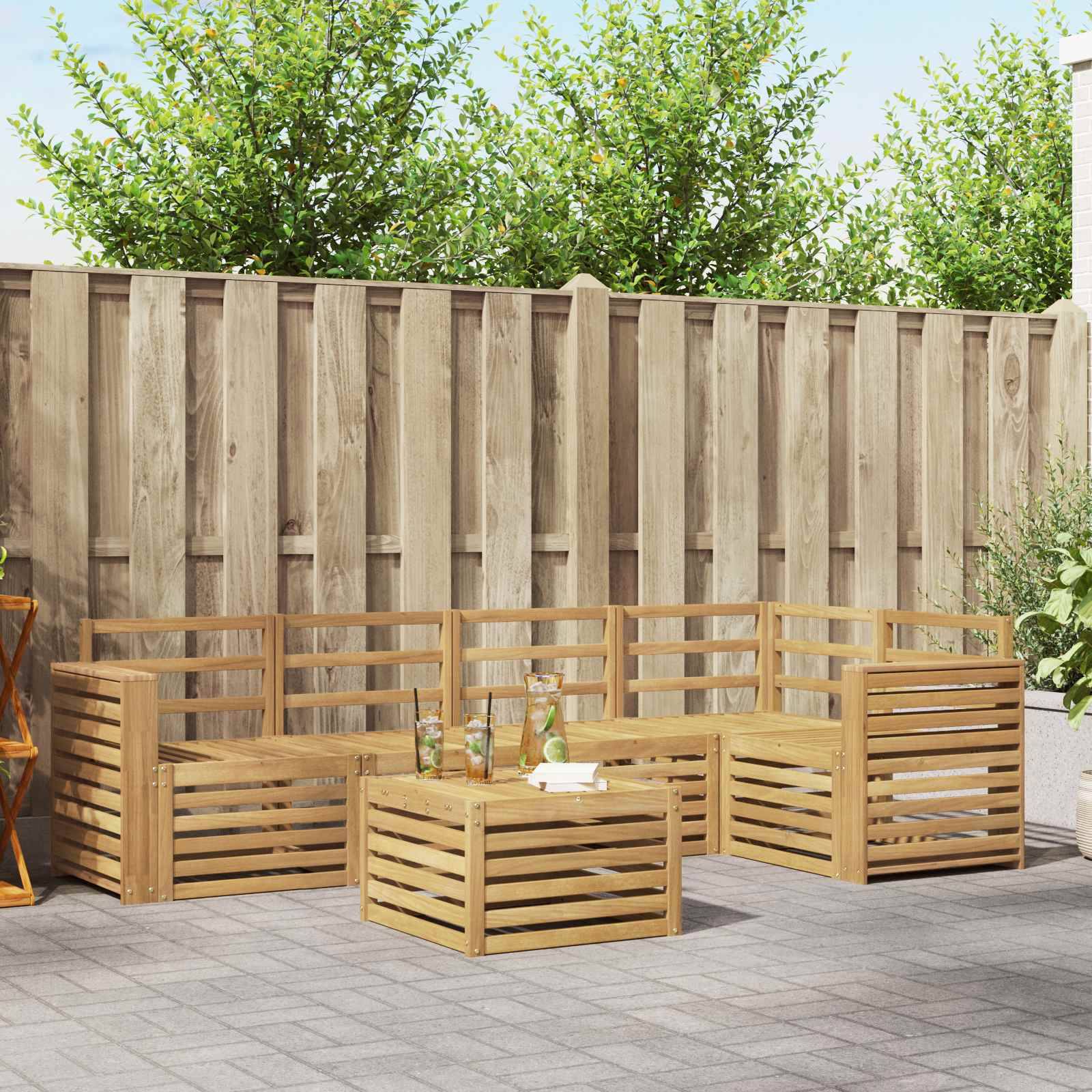 vidaXL Outdoor-Sofagarnitur 6 pcs Weiß 59 x 59 x 37 cm