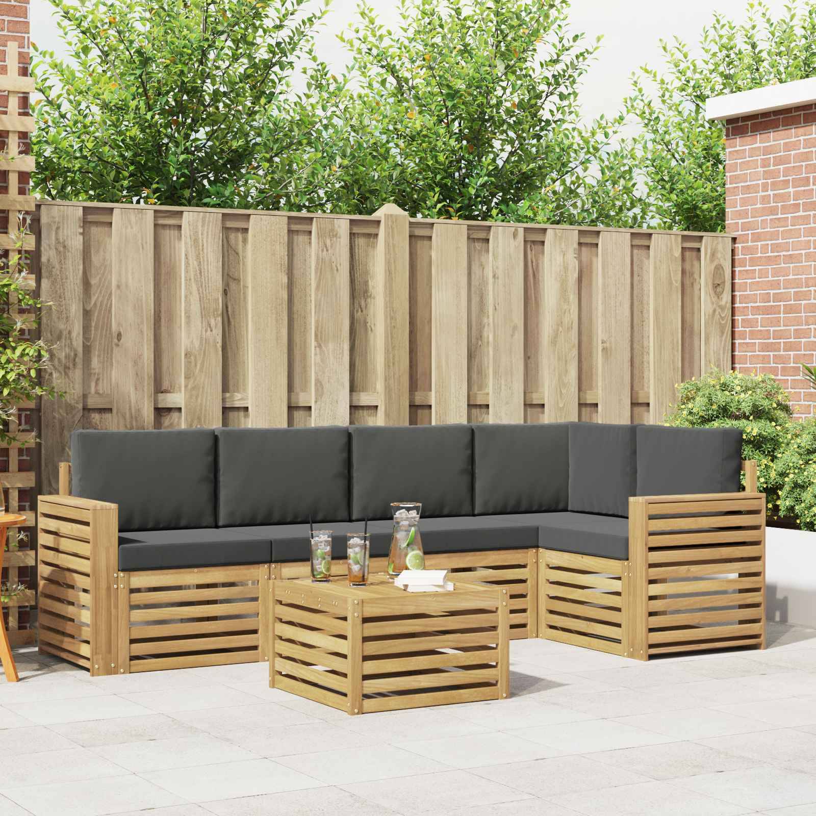 vidaXL Outdoor-Sofagarnitur 6 pcs Weiß und Anthrazit 59 x 59 x 37 cm