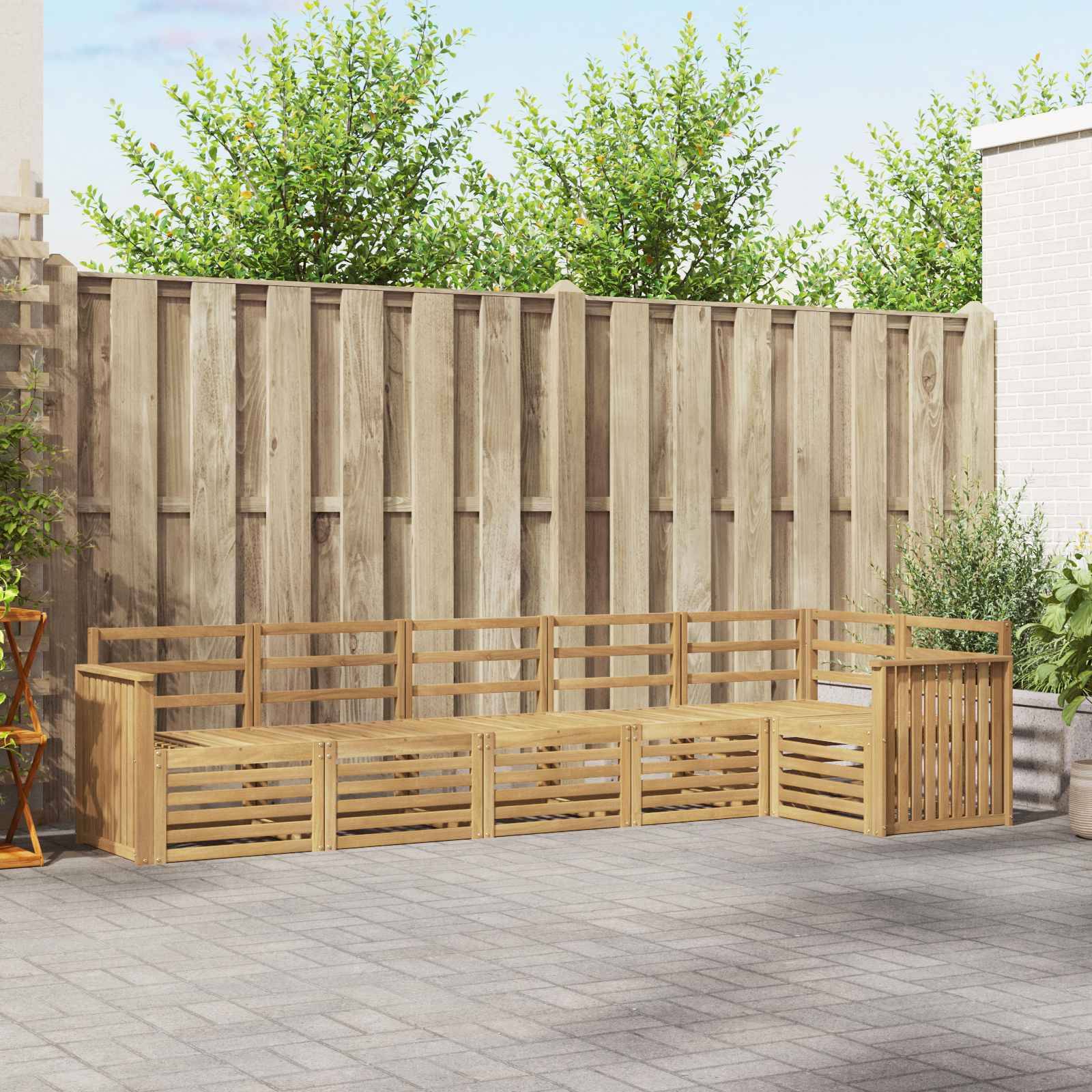 vidaXL Outdoor-Sofagarnitur 6 pcs Weiß 306 x 128,5 x 73 cm