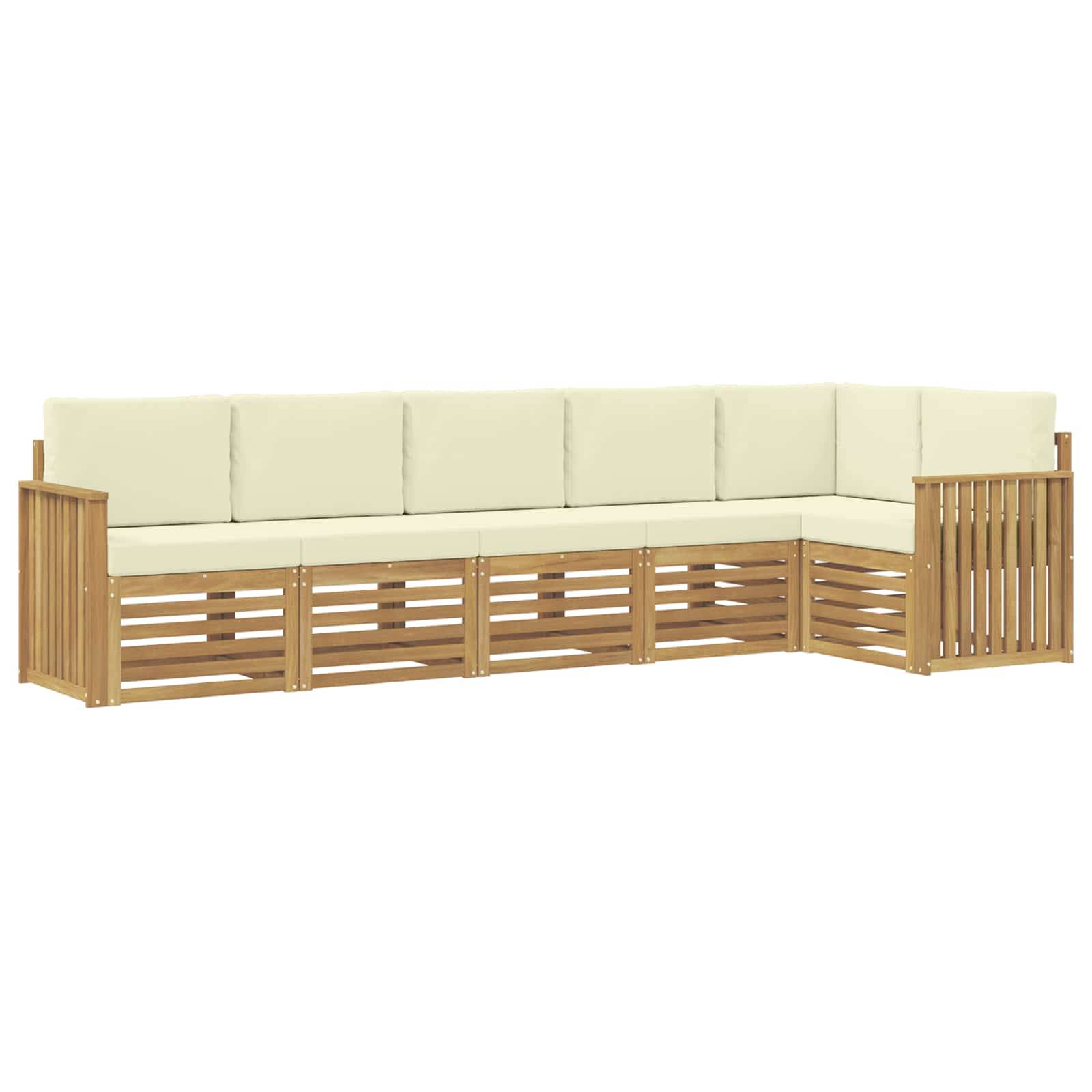 vidaXL Outdoor-Sofagarnitur 6 pcs Weiß und Creme 306 x 128,5 x 73 cm