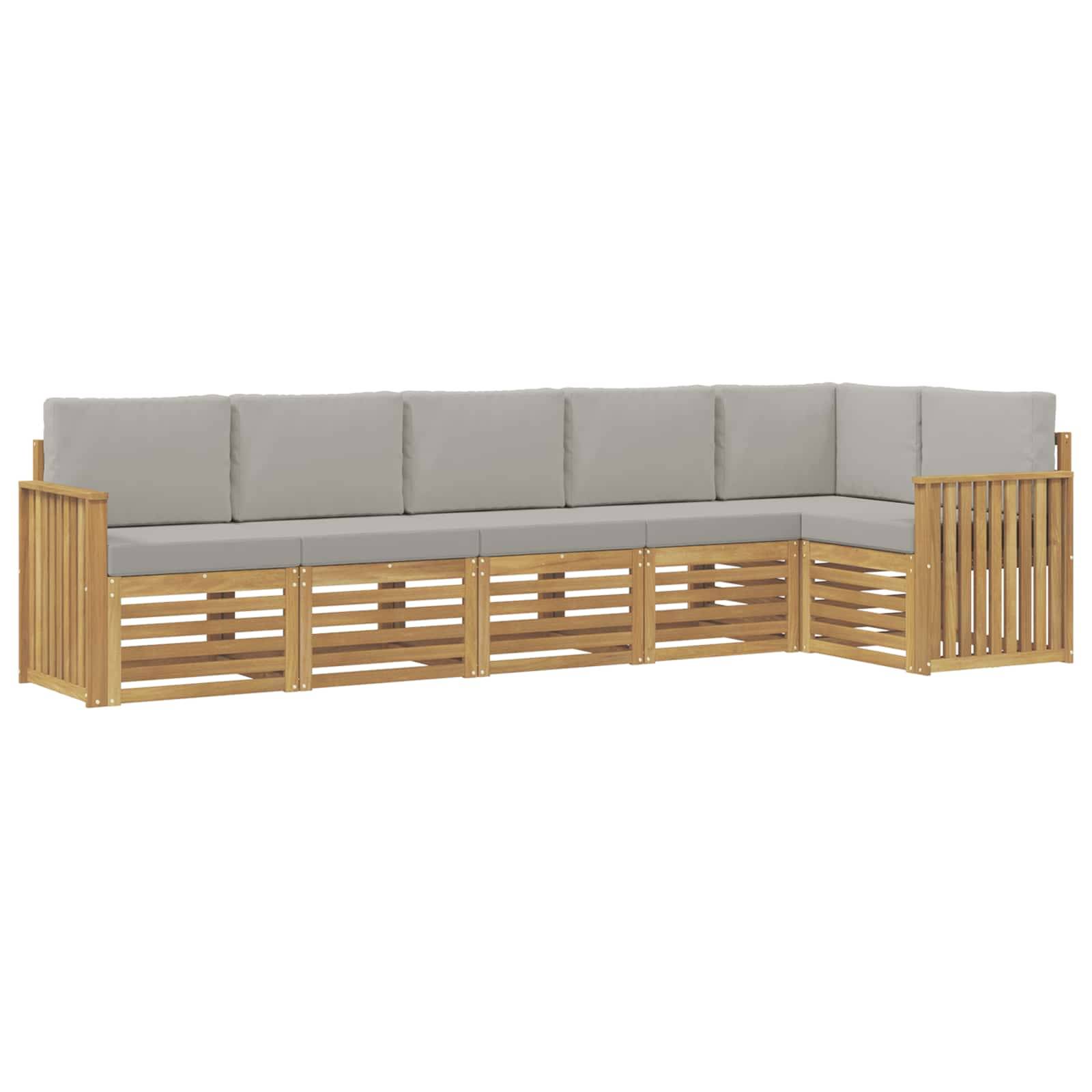 vidaXL Outdoor-Sofagarnitur 6 pcs Weiß und Hellgrau