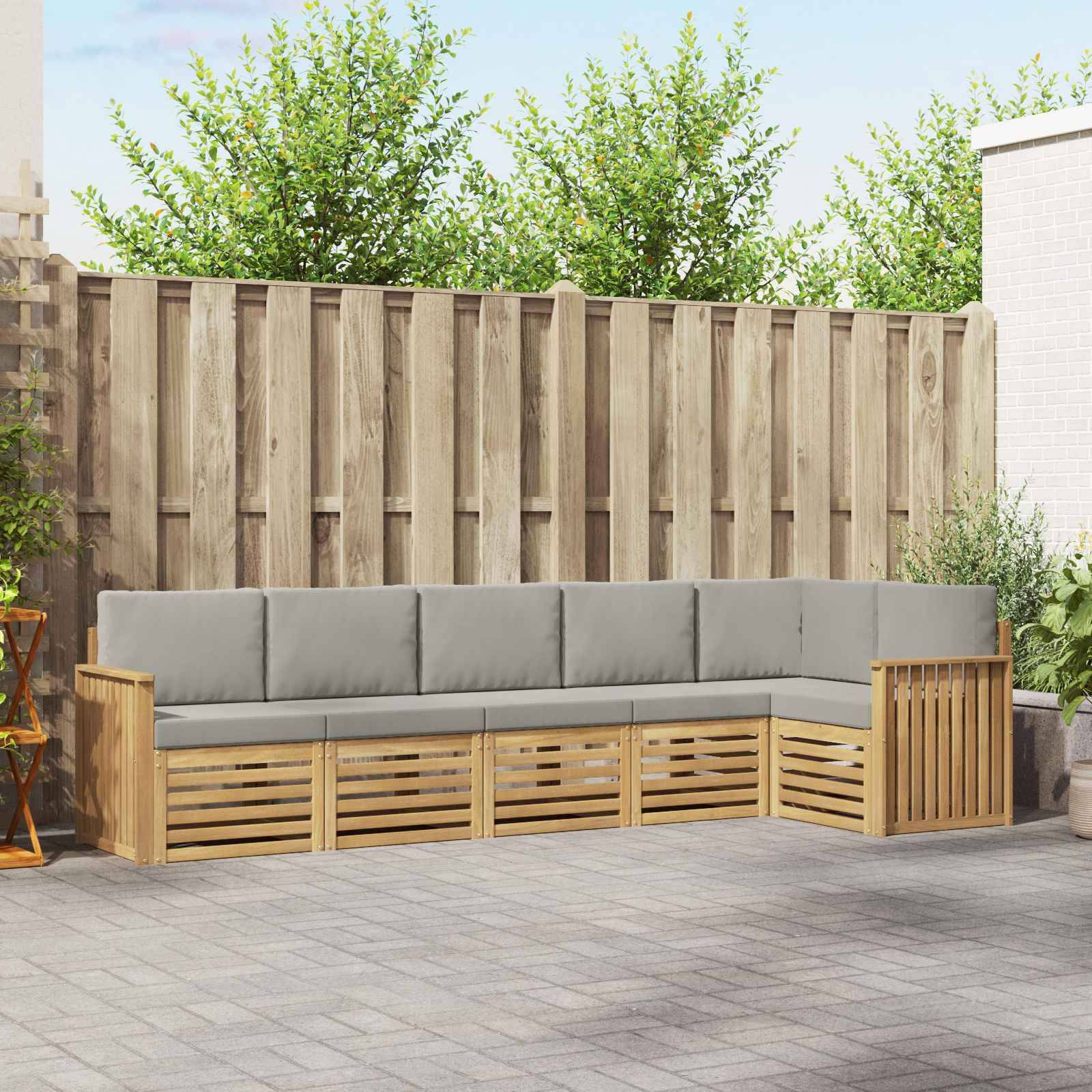 vidaXL Outdoor-Sofagarnitur 6 pcs Weiß und Hellgrau