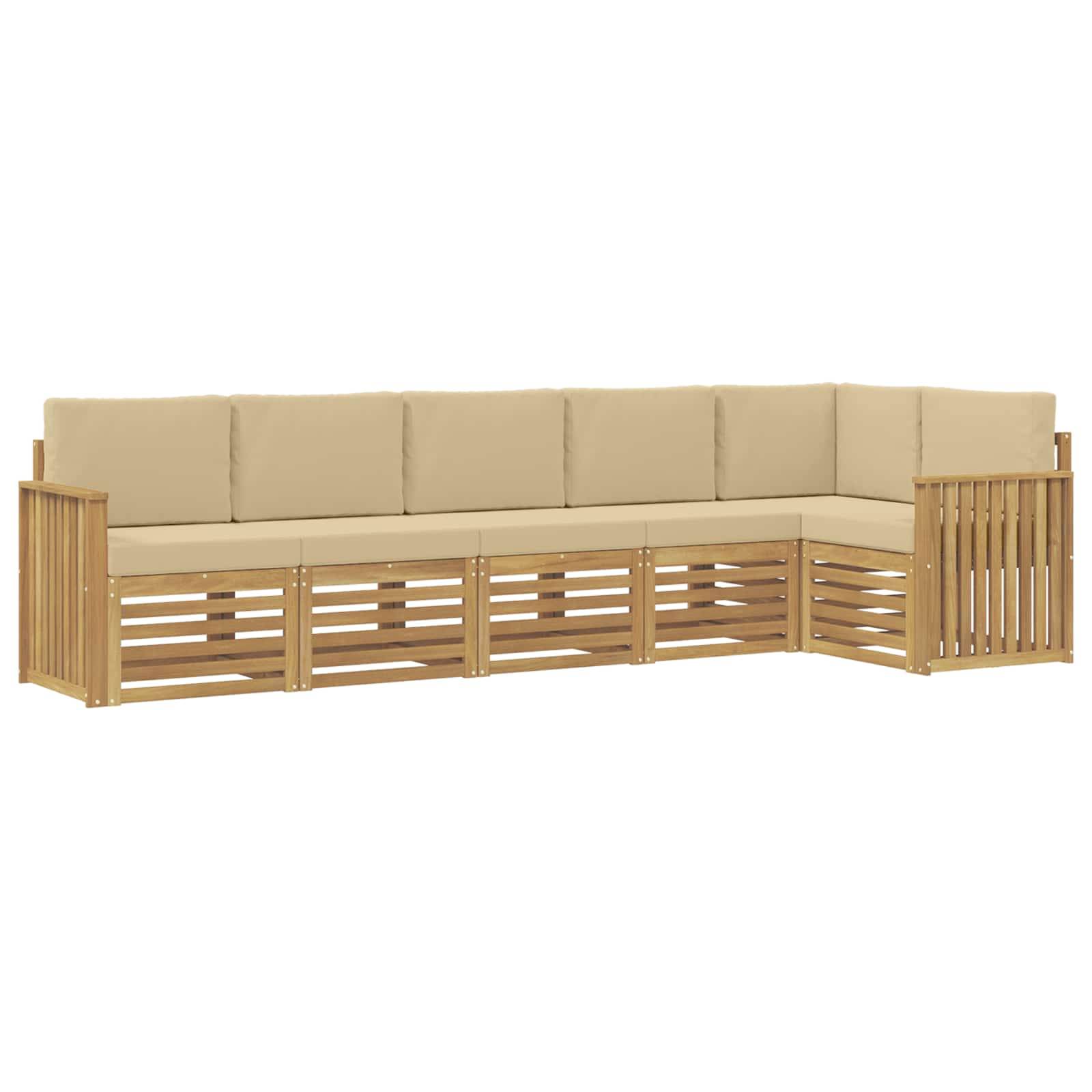 vidaXL Outdoor-Sofagarnitur 6 pcs Weiß und Beige 306 x 128,5 x 73 cm