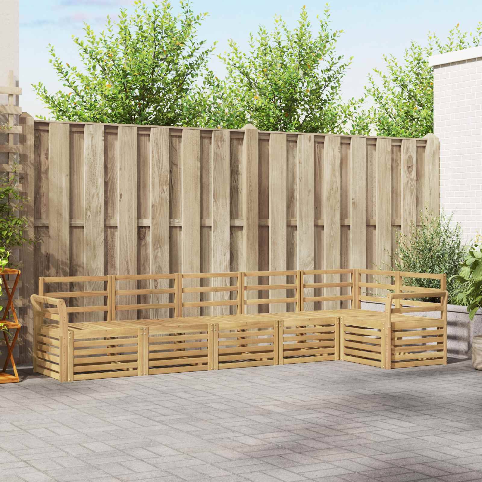 vidaXL Outdoor-Sofagarnitur 6 pcs Weiß 308 x 130,5 x 73 cm
