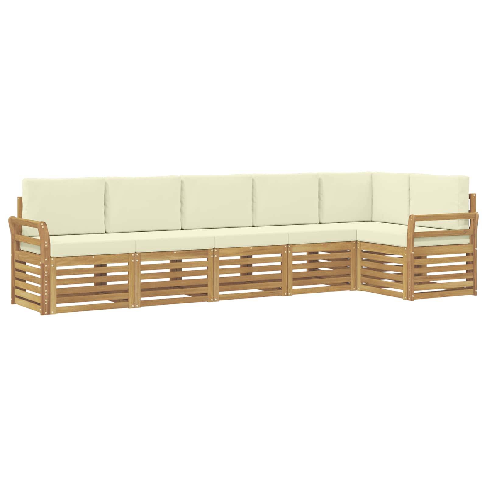 vidaXL Outdoor-Sofagarnitur 6 pcs Weiß und Creme 308 x 130,5 x 73 cm
