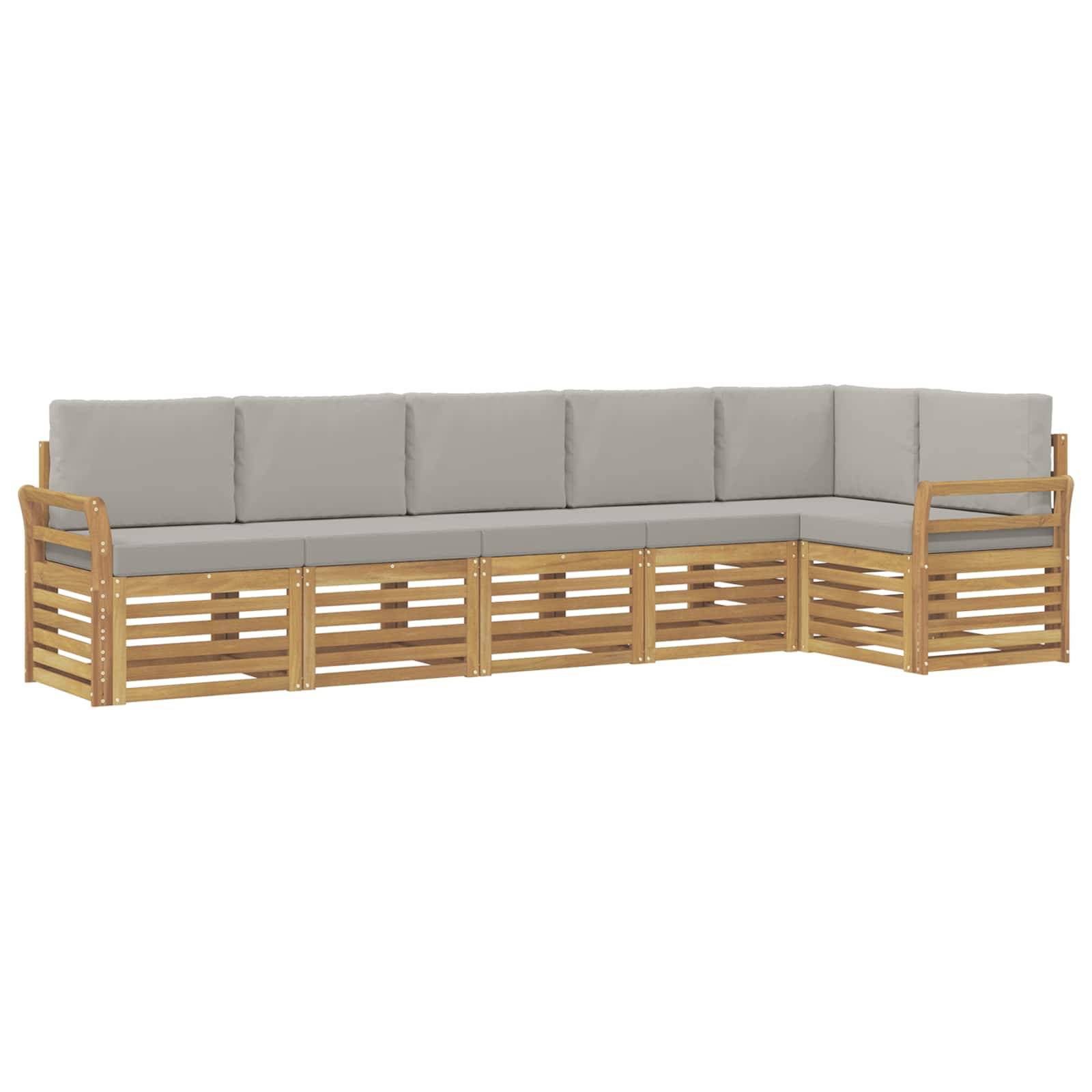vidaXL Outdoor-Sofagarnitur 6 pcs Weiß und Hellgrau