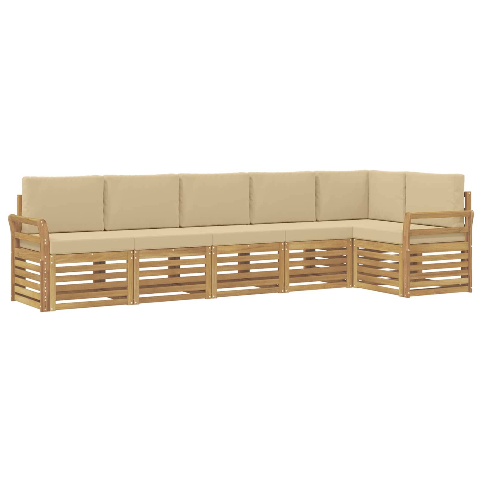 vidaXL Outdoor-Sofagarnitur 6 pcs Weiß und Beige 308 x 130,5 x 73 cm