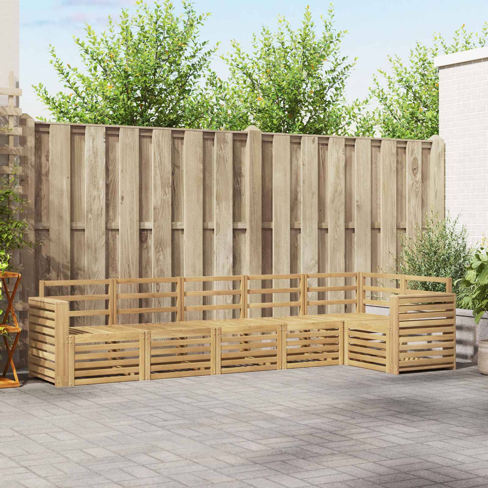 vidaXL Outdoor-Sofagarnitur 6 pcs Weiß 310 x 132,5 x 73 cm