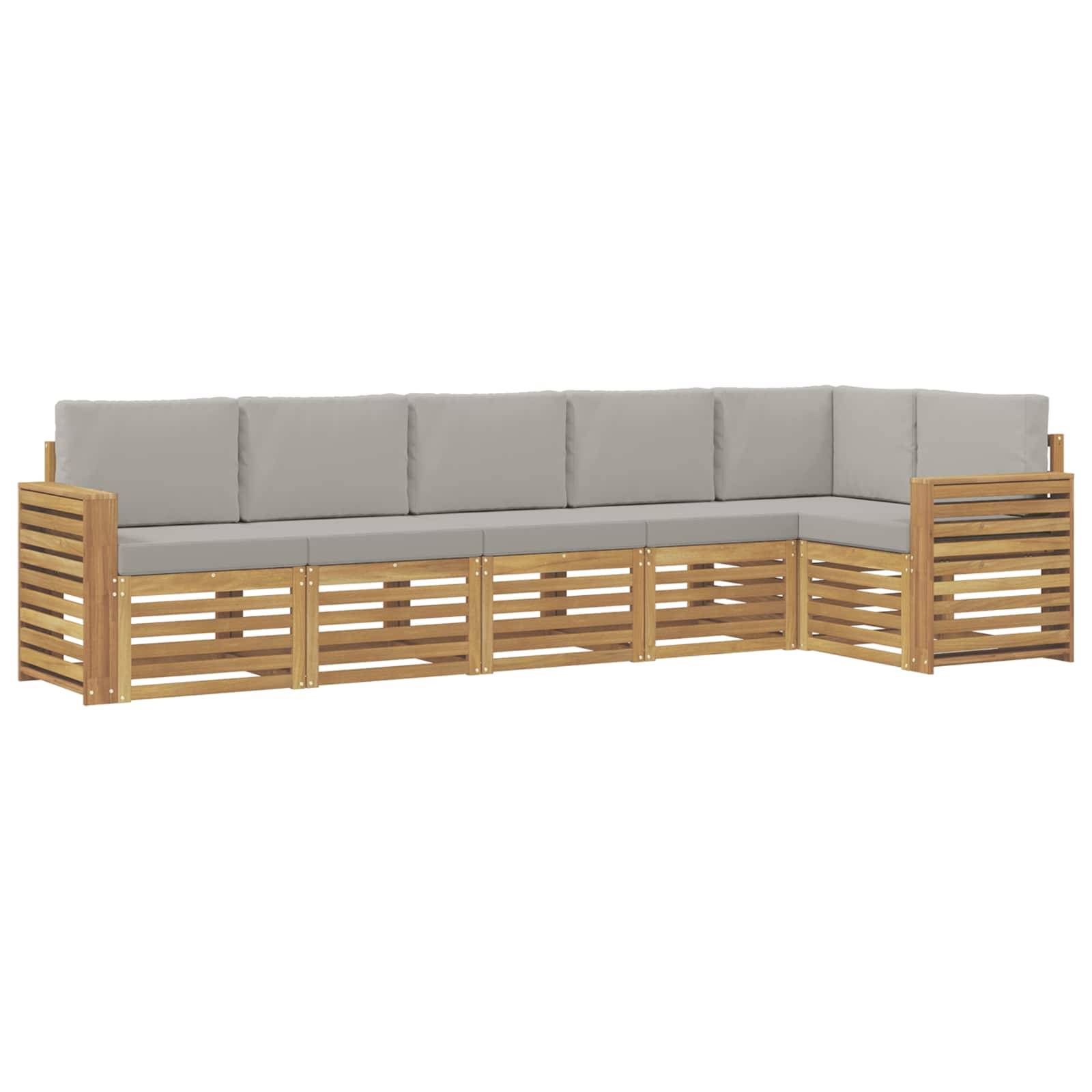 vidaXL Outdoor-Sofagarnitur 6 pcs Weiß und Hellgrau
