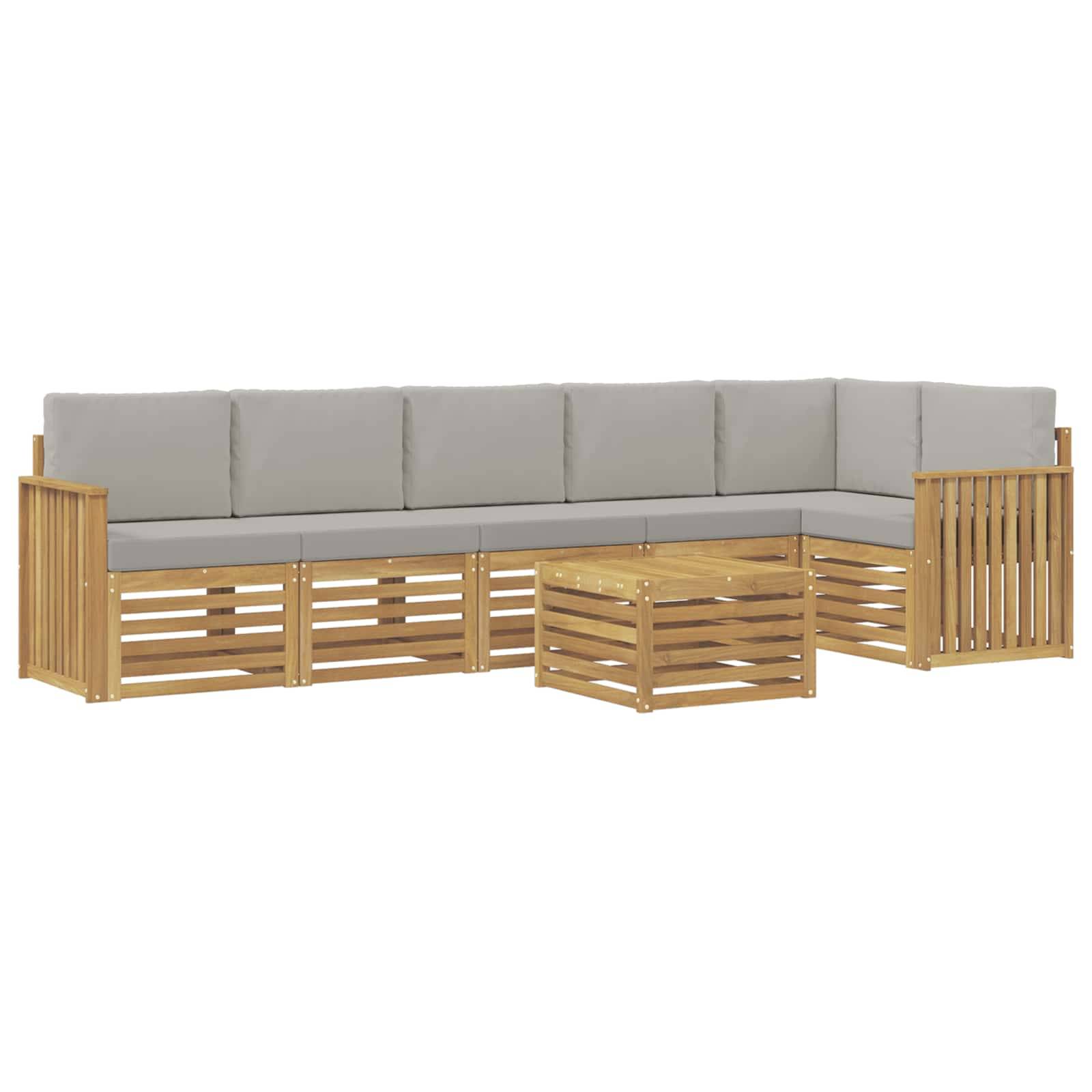 vidaXL Outdoor-Sofagarnitur 7 pcs Weiß und Hellgrau 59 x 59 x 37 cm