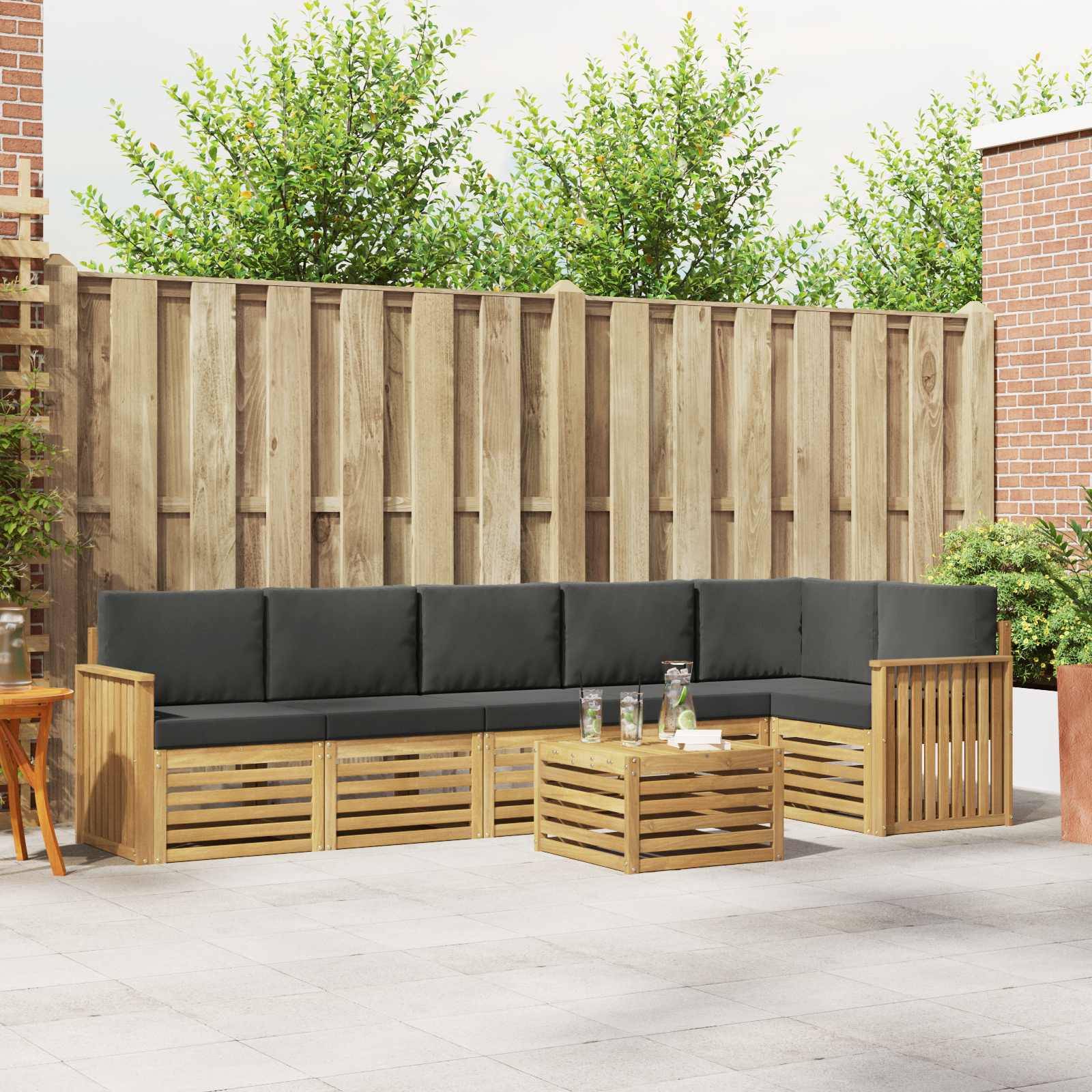 vidaXL Outdoor-Sofagarnitur 7 pcs Weiß und Anthrazit 59 x 59 x 37 cm