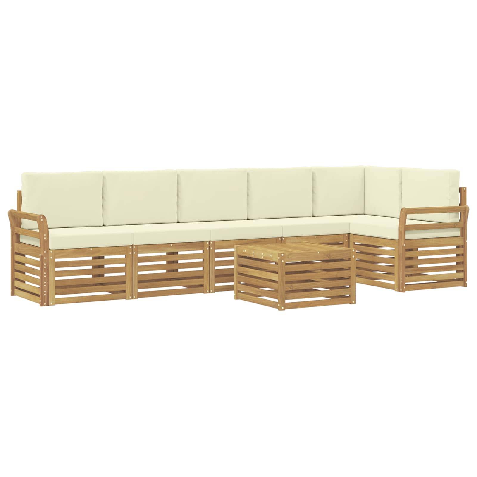 vidaXL Outdoor-Sofagarnitur 7 pcs Weiß und Creme 59 x 59 x 37 cm