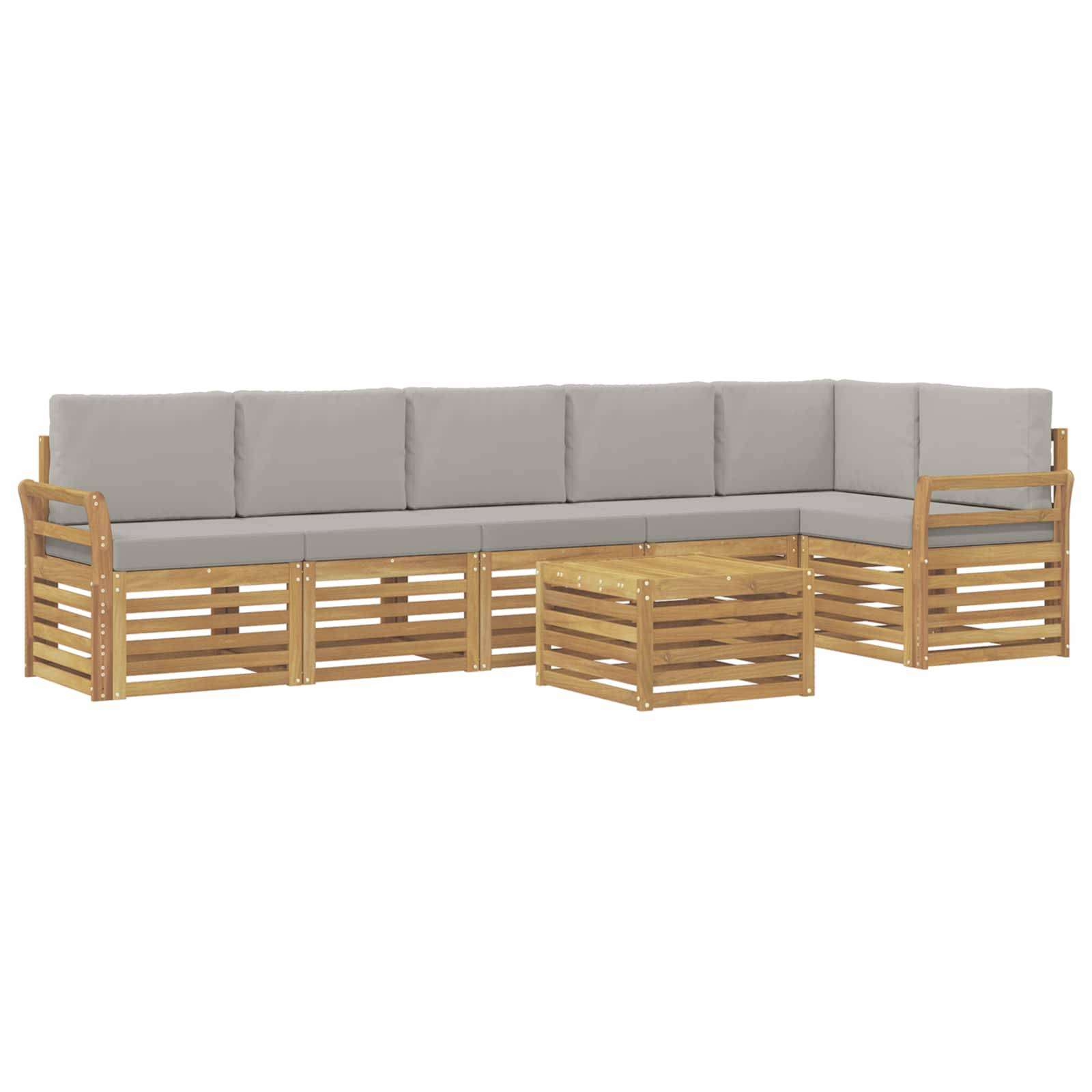 vidaXL Outdoor-Sofagarnitur 7 pcs Weiß und Hellgrau 59 x 59 x 37 cm