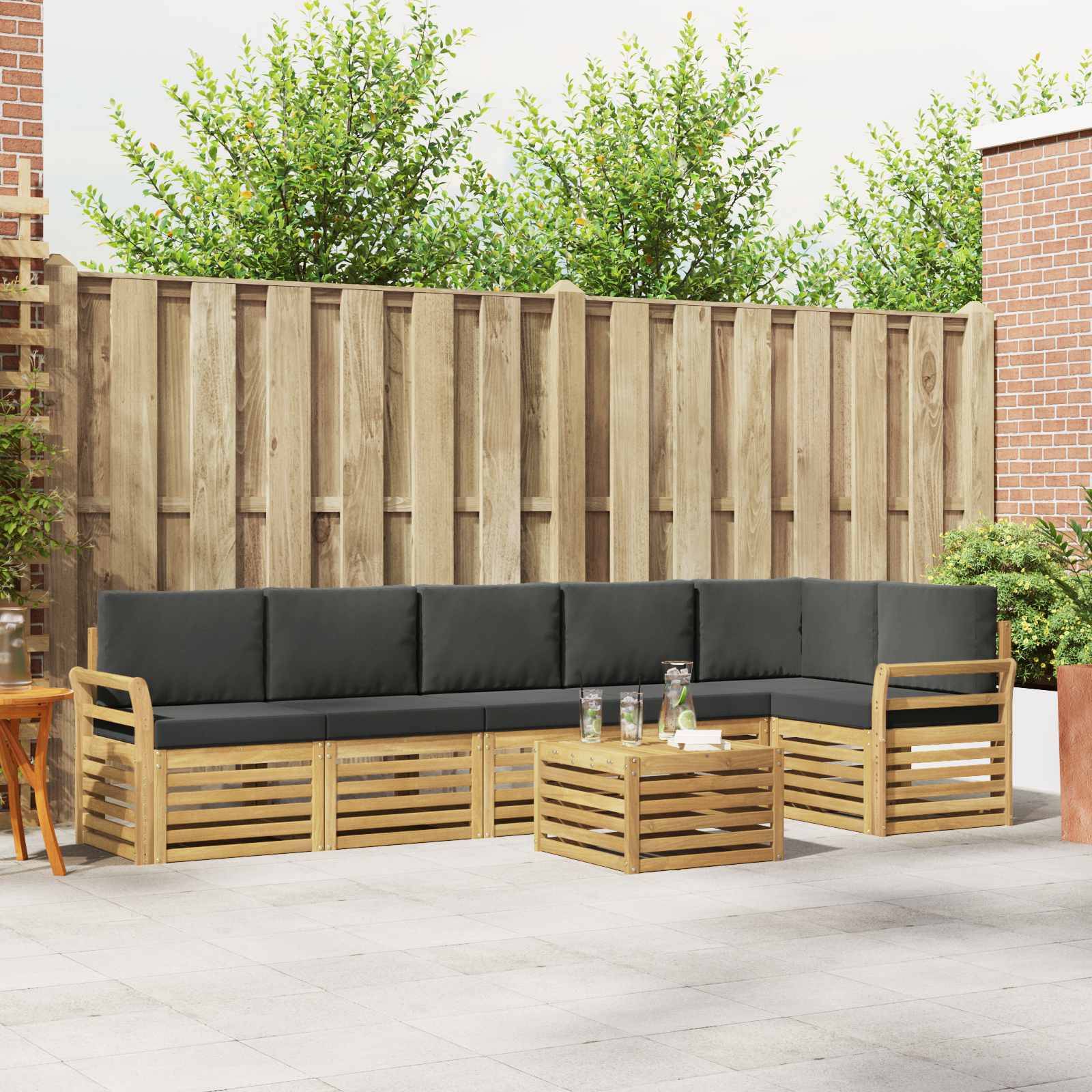 vidaXL Outdoor-Sofagarnitur 7 pcs Weiß und Anthrazit 59 x 59 x 37 cm