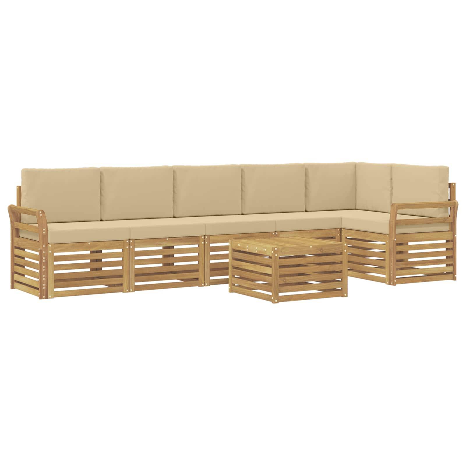 vidaXL Outdoor-Sofagarnitur 7 pcs Weiß und Beige 59 x 59 x 37 cm