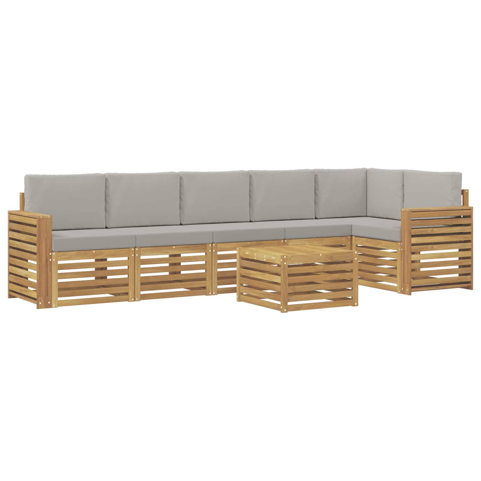 vidaXL Outdoor-Sofagarnitur 7 pcs Weiß und Hellgrau 59 x 59 x 37 cm