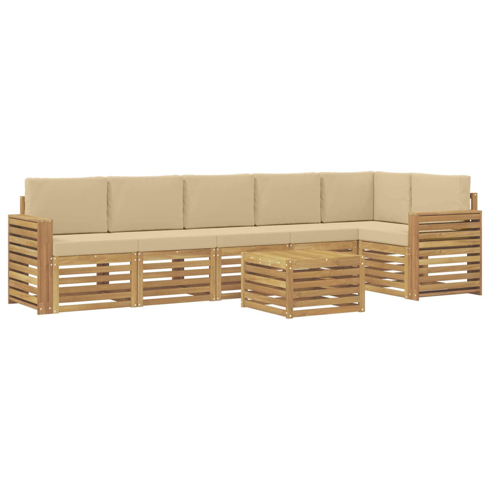 vidaXL Outdoor-Sofagarnitur 7 pcs Weiß und Beige 59 x 59 x 37 cm