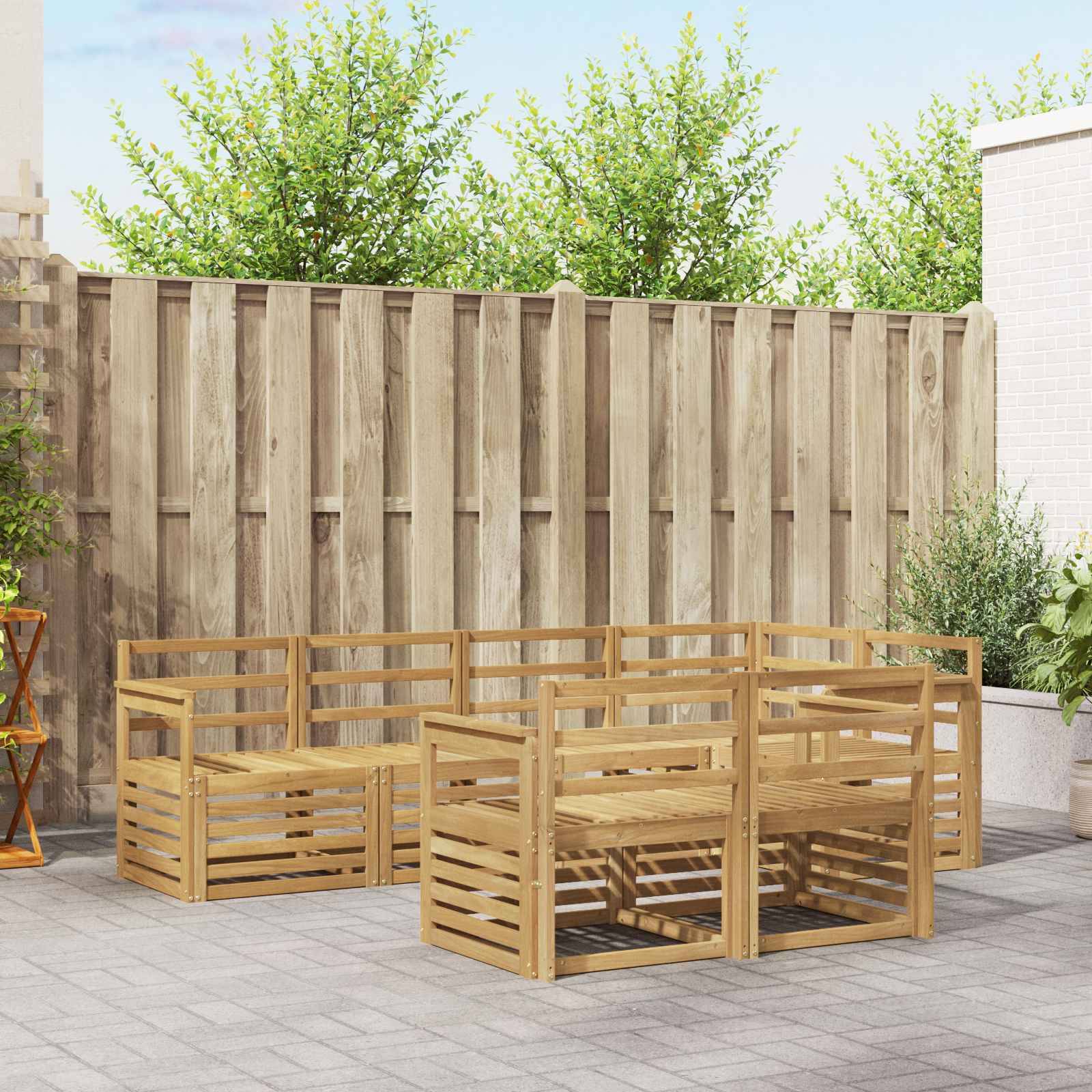vidaXL Outdoor-Sofagarnitur 7 pcs Weiß 247 x 128,5 x 73 cm