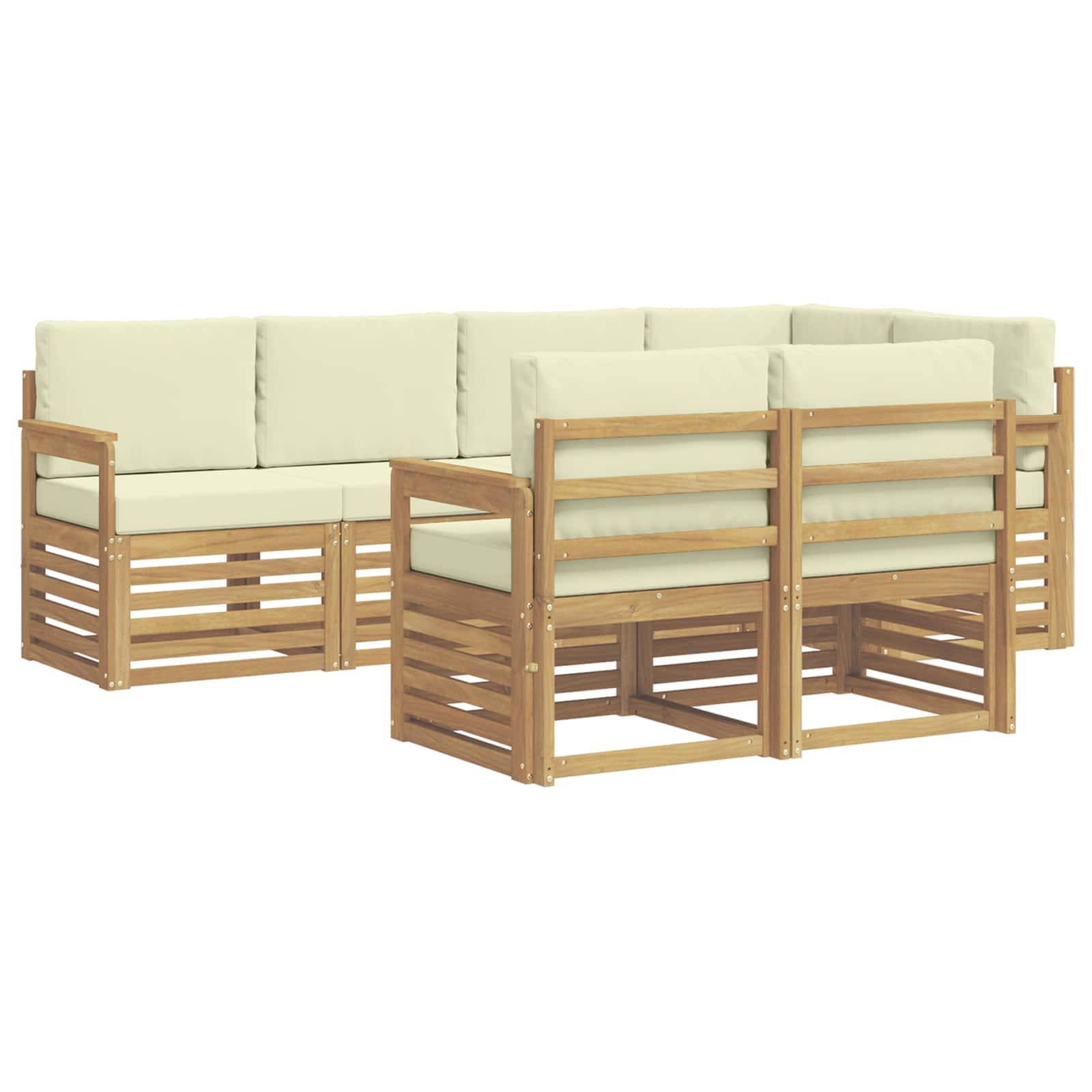 vidaXL Outdoor-Sofagarnitur 7 pcs Weiß und Creme 247 x 128,5 x 73 cm