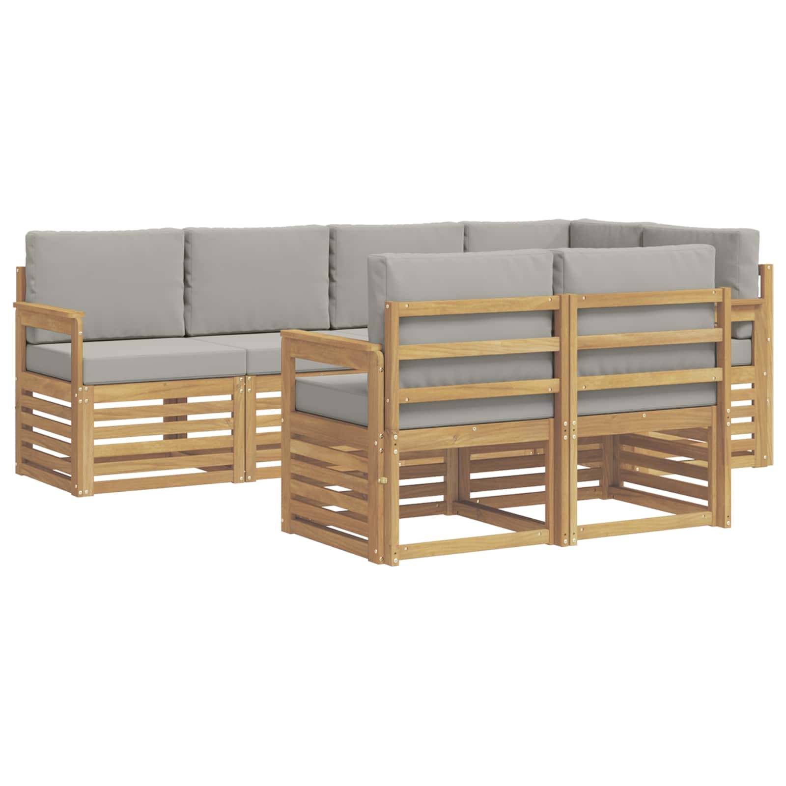 vidaXL Outdoor-Sofagarnitur 7 pcs Weiß und Hellgrau