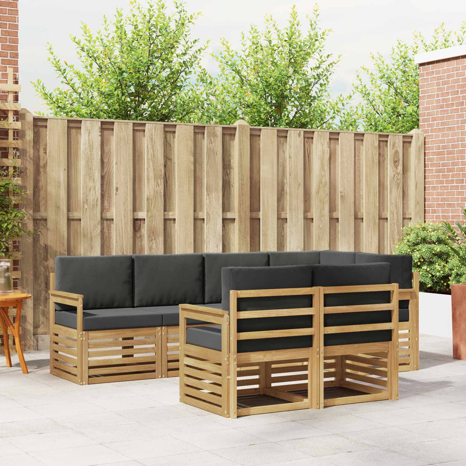 vidaXL Outdoor-Sofagarnitur 7 pcs Weiß und Anthrazit
