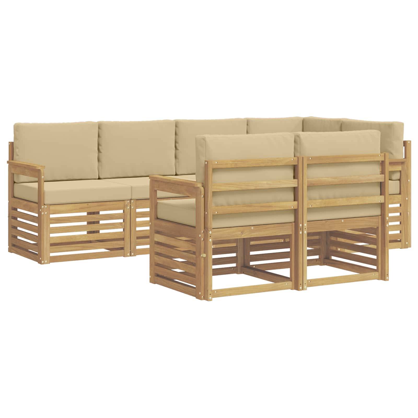 vidaXL Outdoor-Sofagarnitur 7 pcs Weiß und Beige 247 x 128,5 x 73 cm