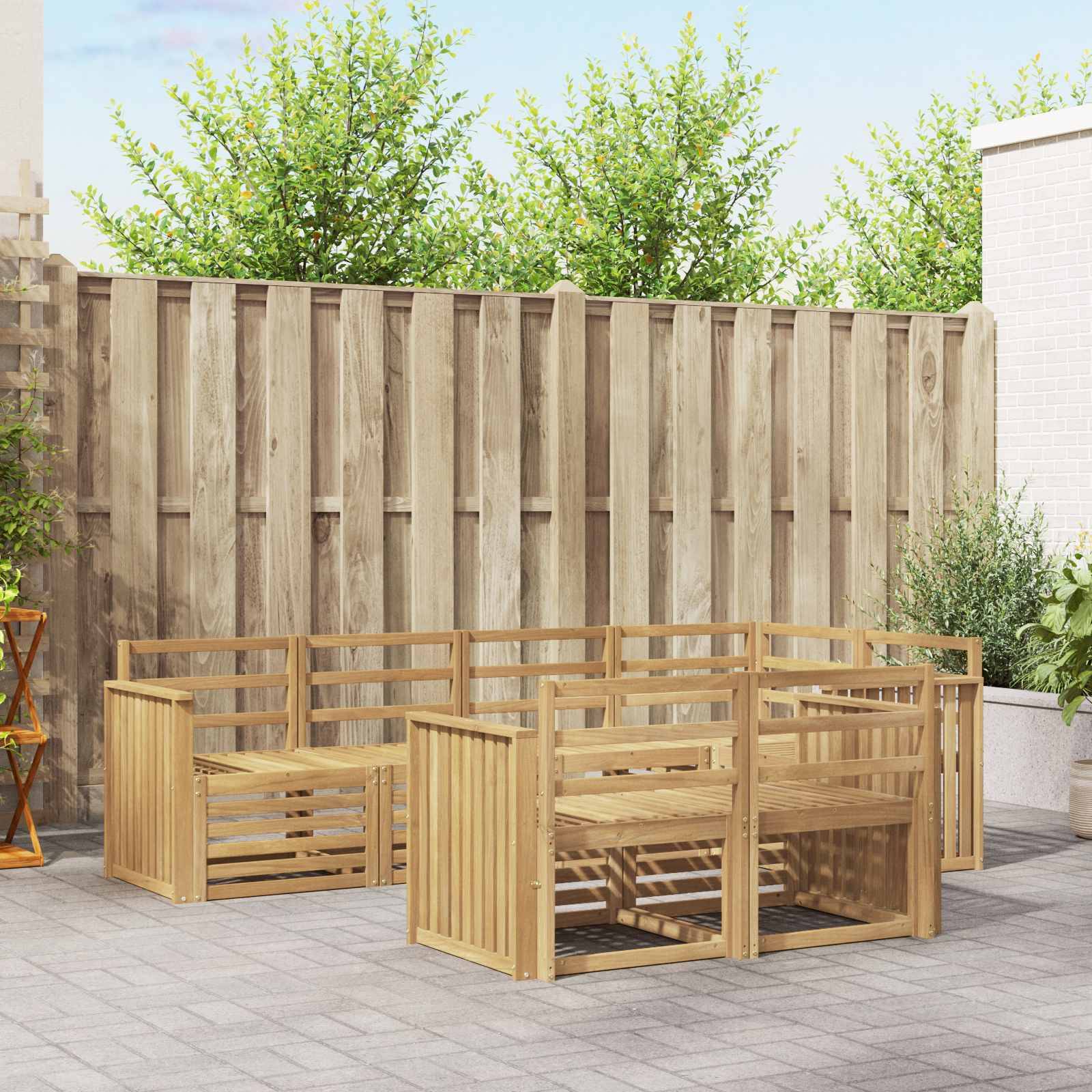 vidaXL Outdoor-Sofagarnitur 7 pcs Weiß 247 x 128,5 x 73 cm