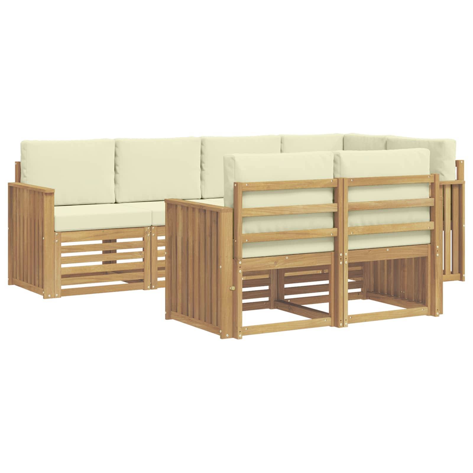 vidaXL Outdoor-Sofagarnitur 7 pcs Weiß und Creme 247 x 128,5 x 73 cm