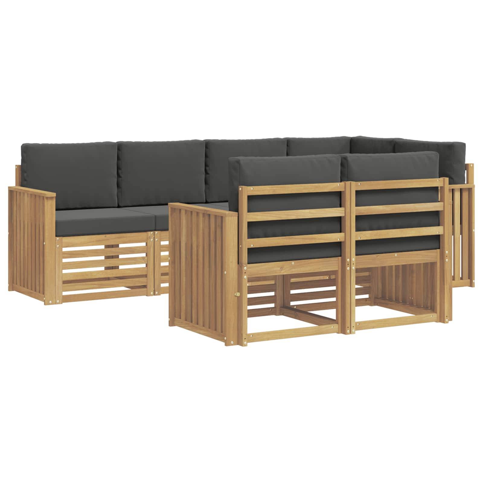 vidaXL Outdoor-Sofagarnitur 7 pcs Weiß und Anthrazit
