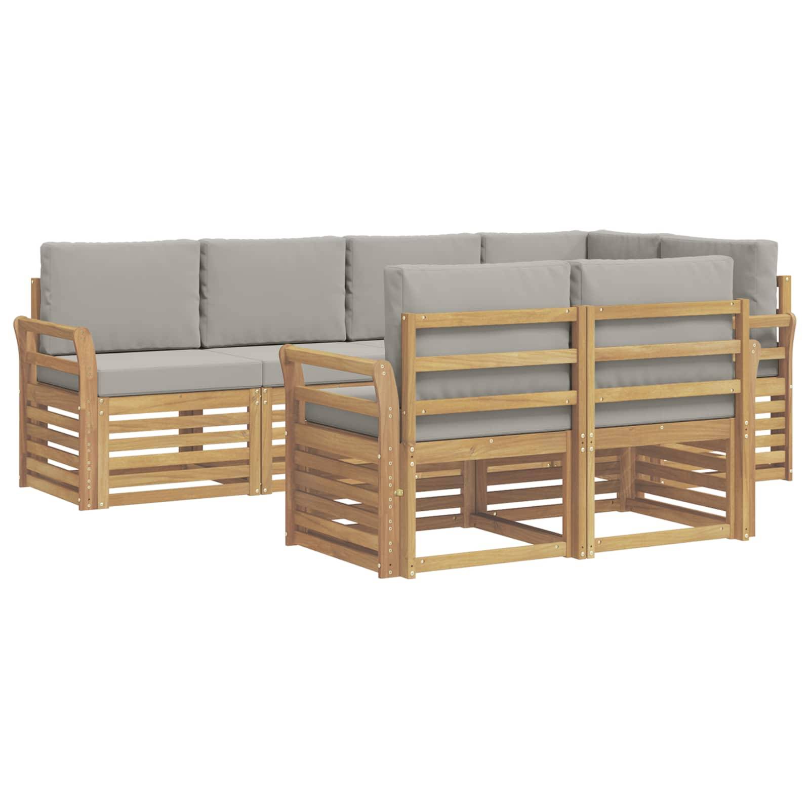 vidaXL Outdoor-Sofagarnitur 7 pcs Weiß und Hellgrau