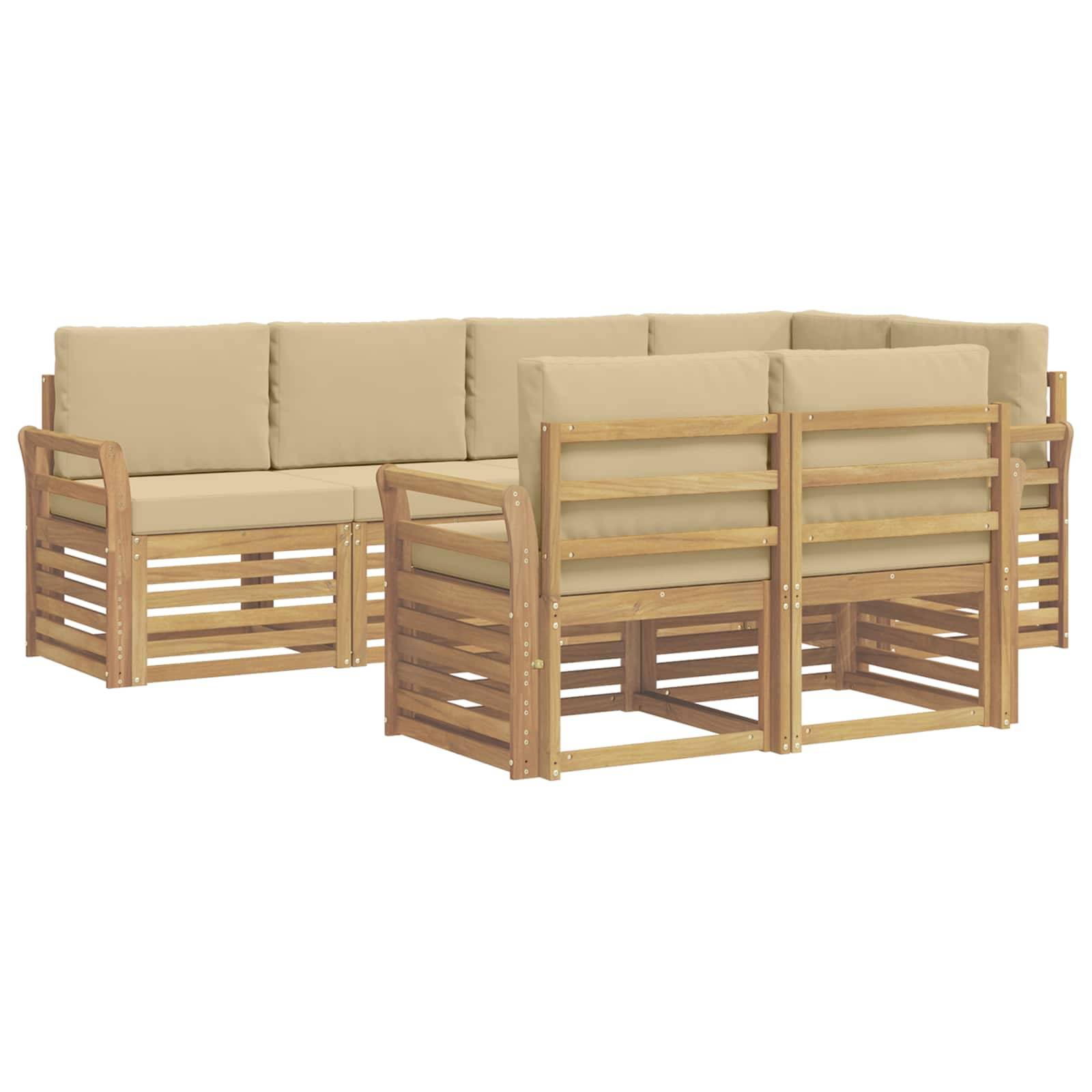 vidaXL Outdoor-Sofagarnitur 7 pcs Weiß und Beige 249 x 130,5 x 73 cm