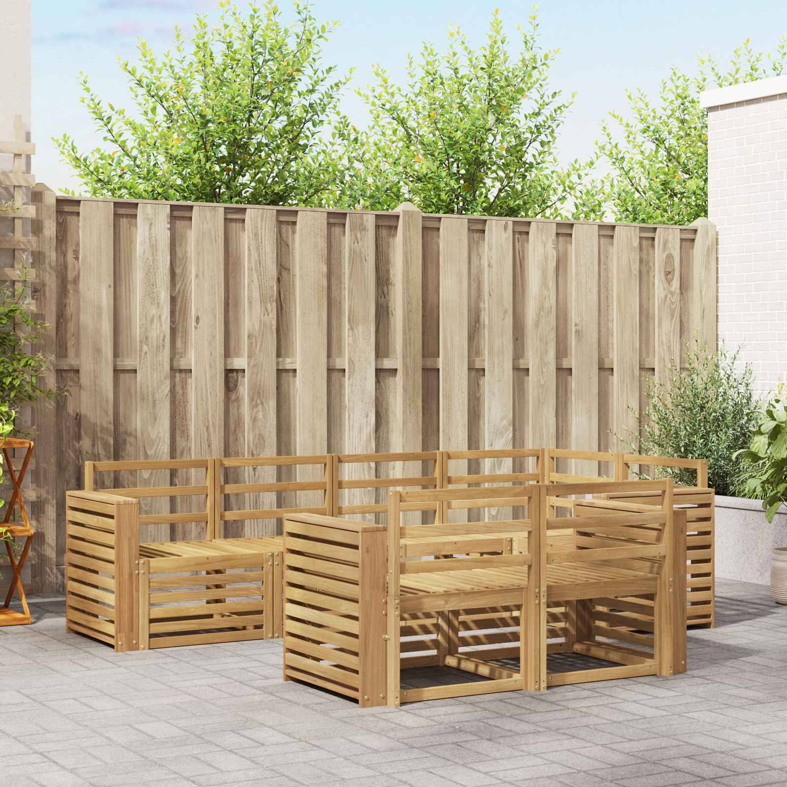 vidaXL Outdoor-Sofagarnitur 7 pcs Weiß 251 x 132,5 x 73 cm