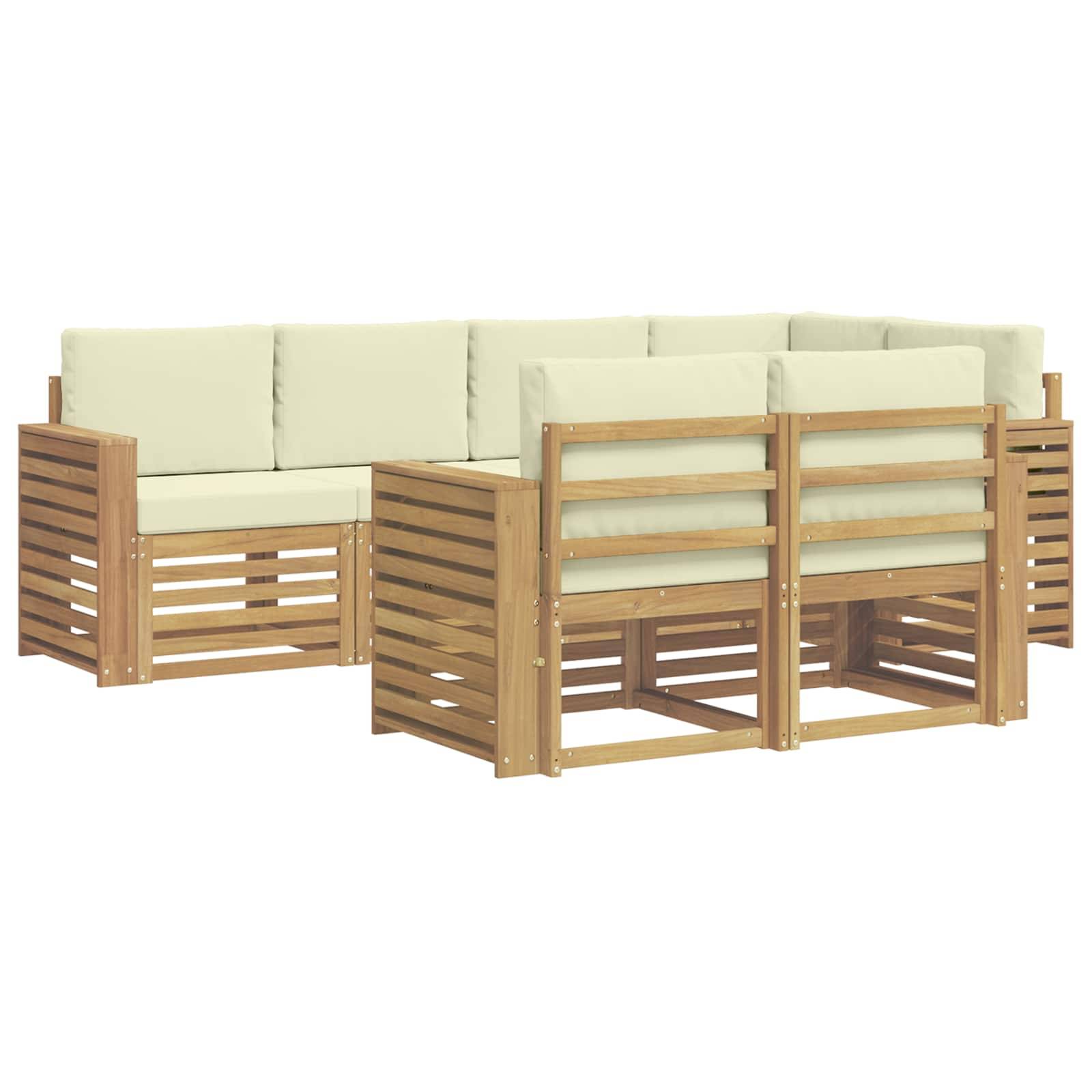 vidaXL Outdoor-Sofagarnitur 7 pcs Weiß und Creme 251 x 132,5 x 73 cm