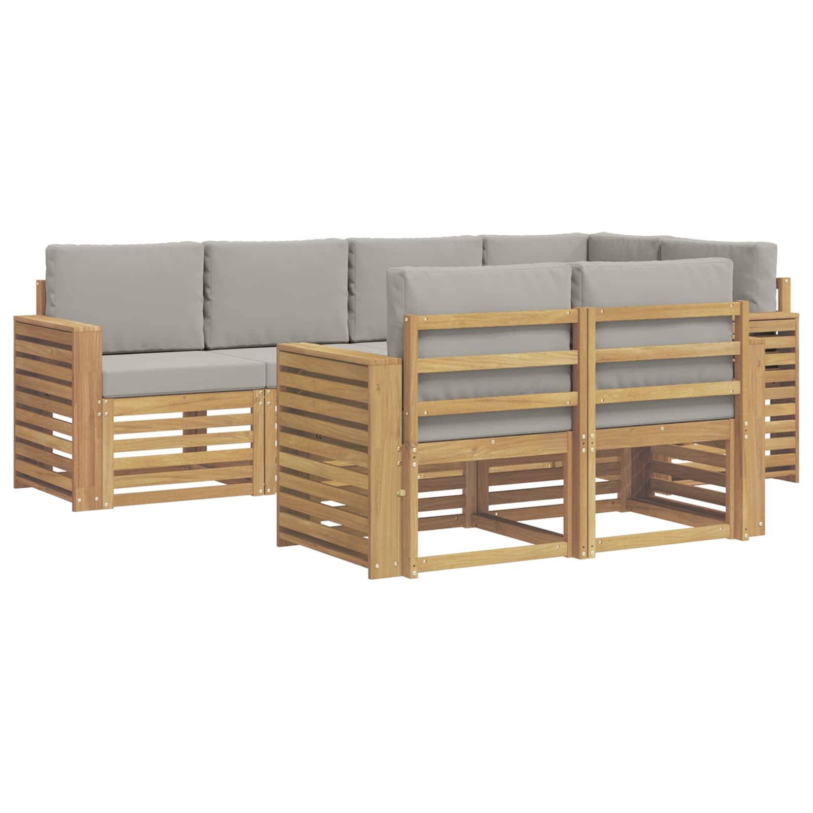 vidaXL Outdoor-Sofagarnitur 7 pcs Weiß und Hellgrau