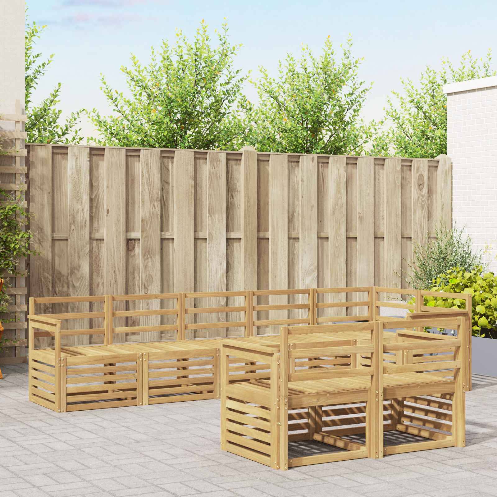 vidaXL Outdoor-Sofagarnitur 8 pcs Weiß 306 x 128,5 x 73 cm