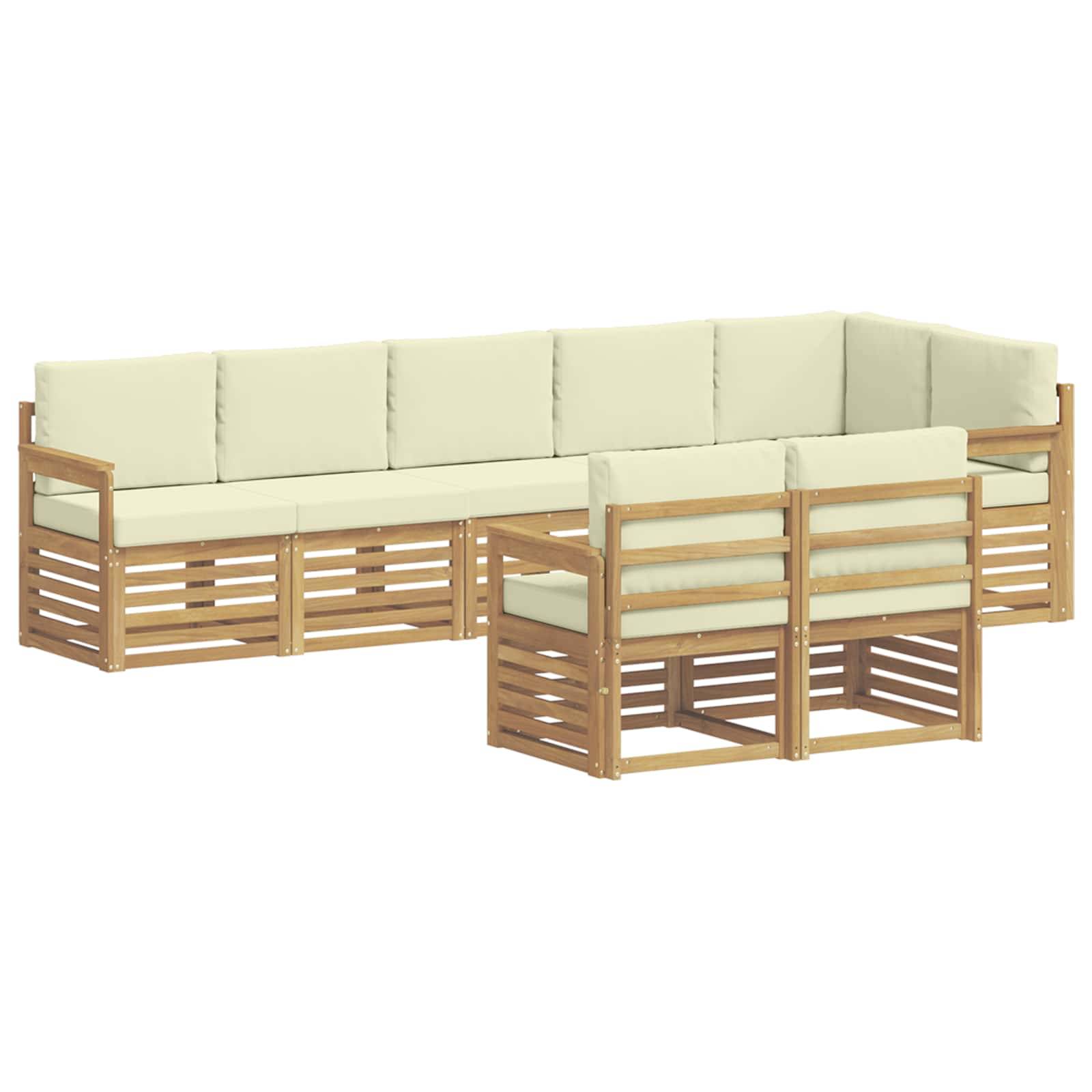 vidaXL Outdoor-Sofagarnitur 8 pcs Weiß und Creme 306 x 128,5 x 73 cm