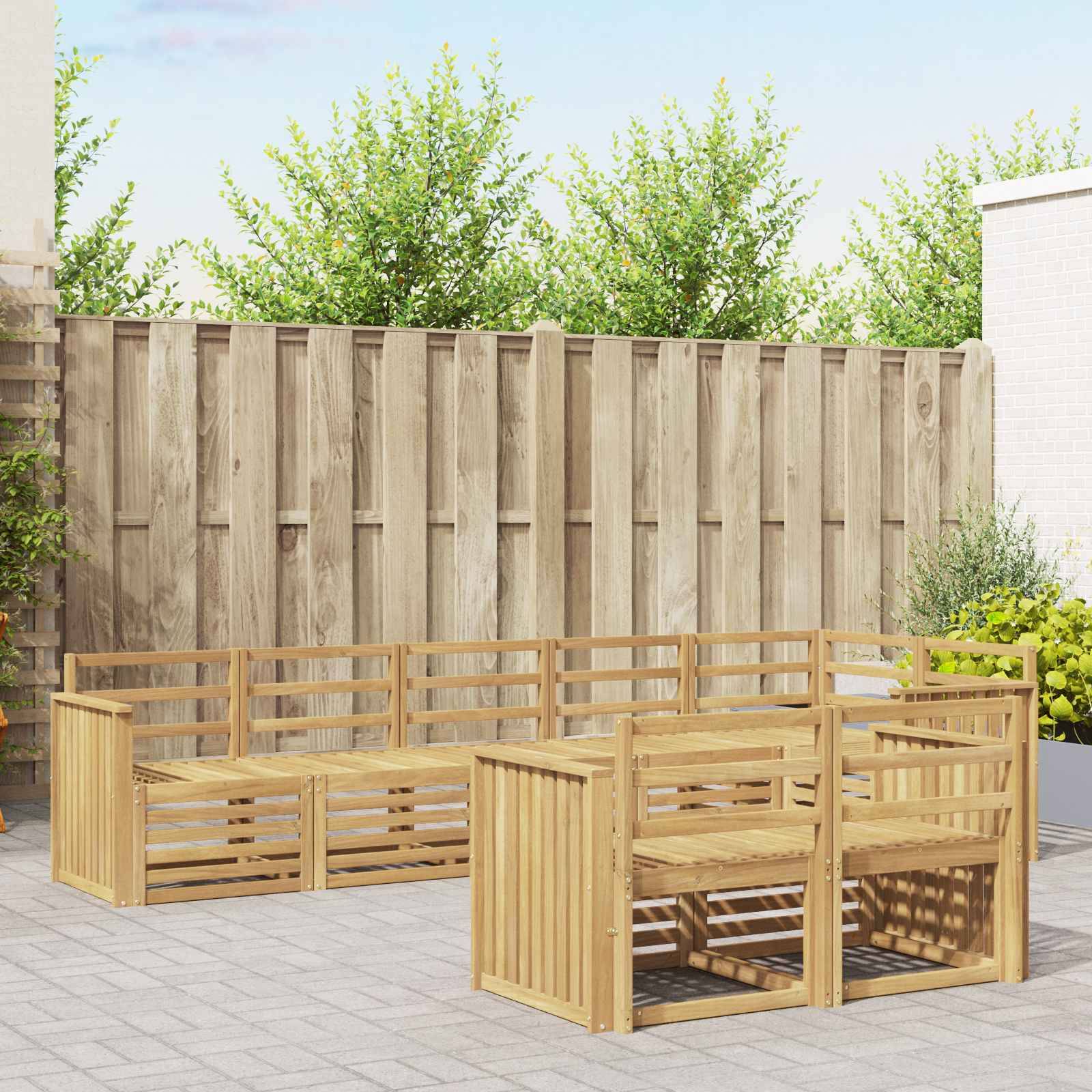 vidaXL Outdoor-Sofagarnitur 8 pcs Weiß 306 x 128,5 x 73 cm