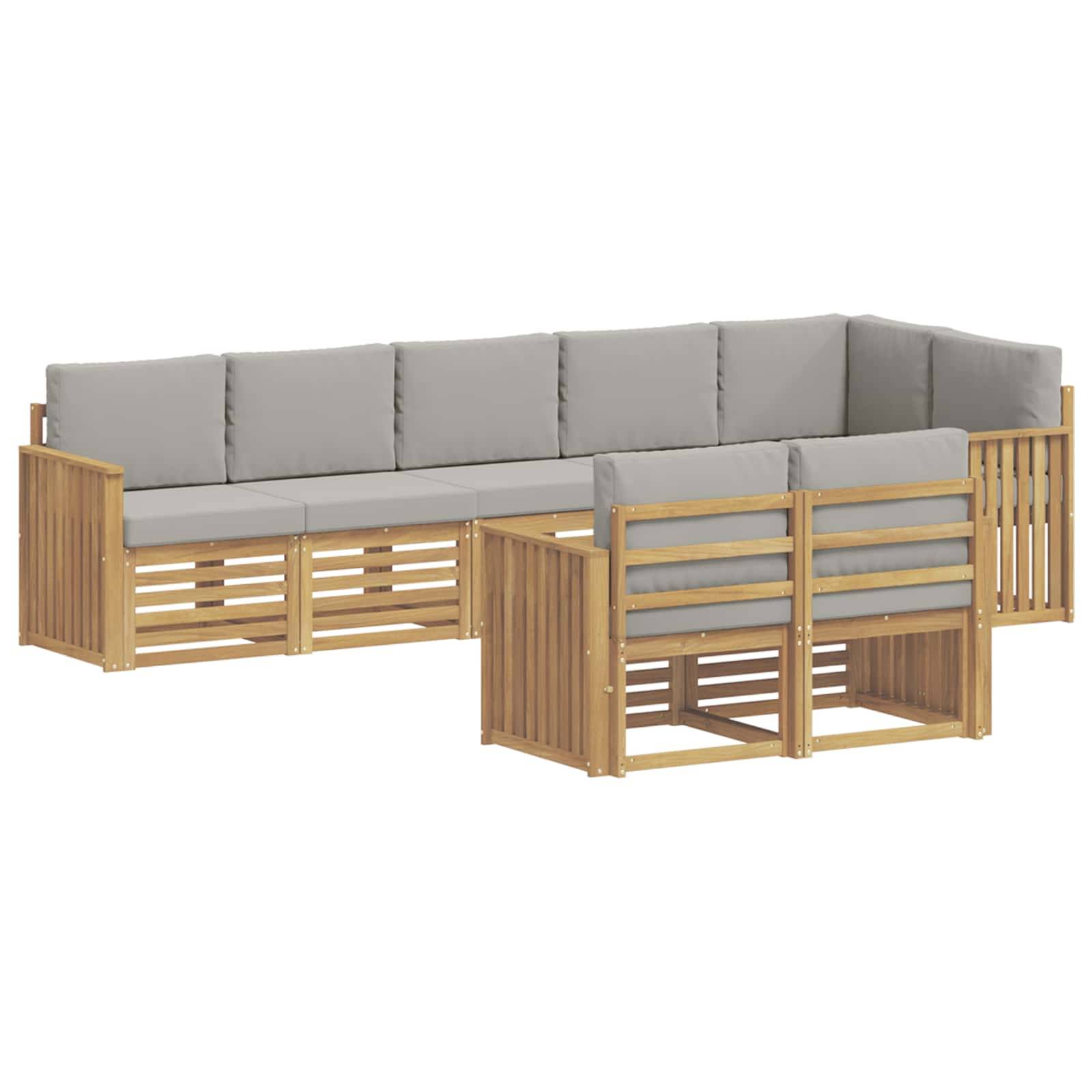 vidaXL Outdoor-Sofagarnitur 8 pcs Weiß und Hellgrau