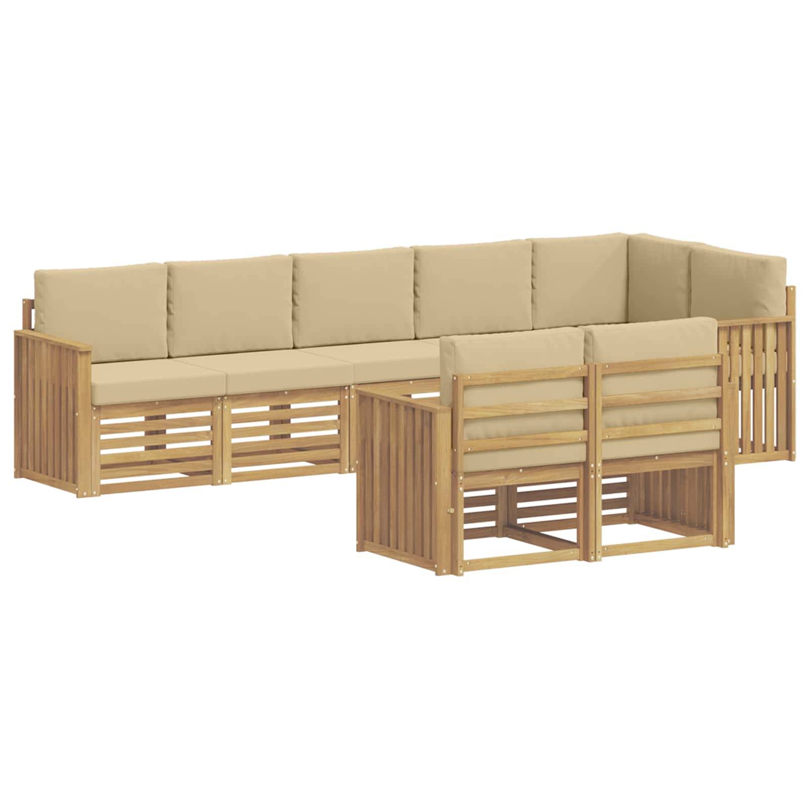 vidaXL Outdoor-Sofagarnitur 8 pcs Weiß und Beige 306 x 128,5 x 73 cm