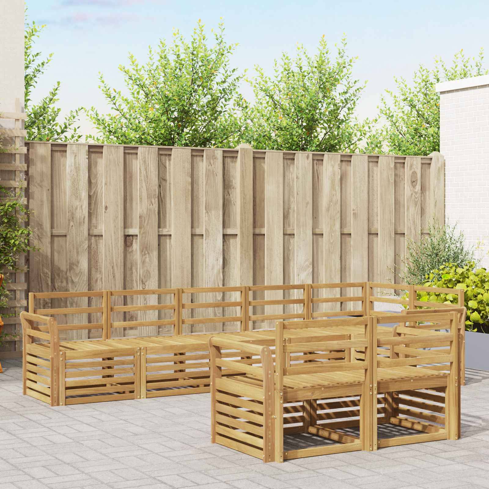 vidaXL Outdoor-Sofagarnitur 8 pcs Weiß 308 x 130,5 x 73 cm