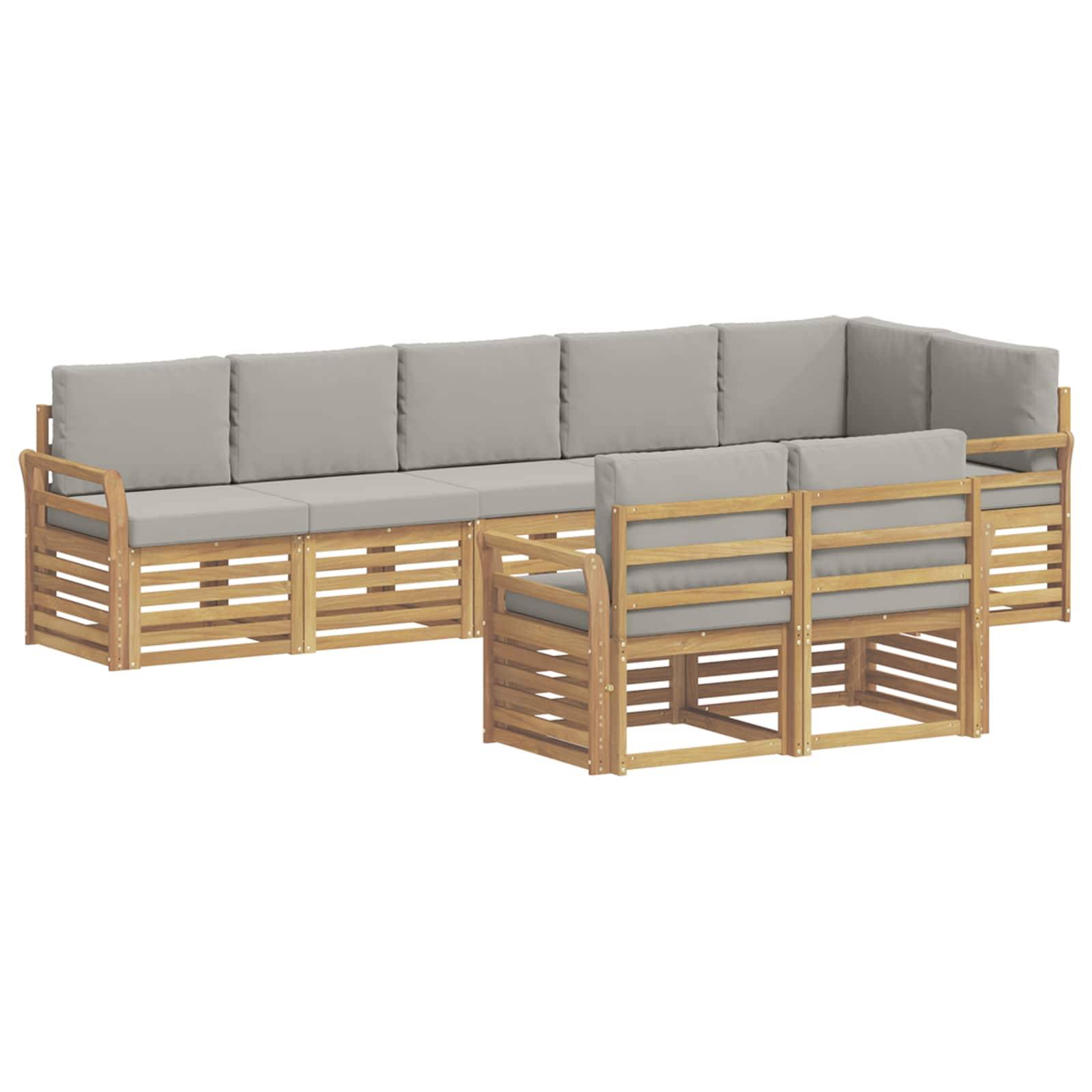 vidaXL Outdoor-Sofagarnitur 8 pcs Weiß und Hellgrau