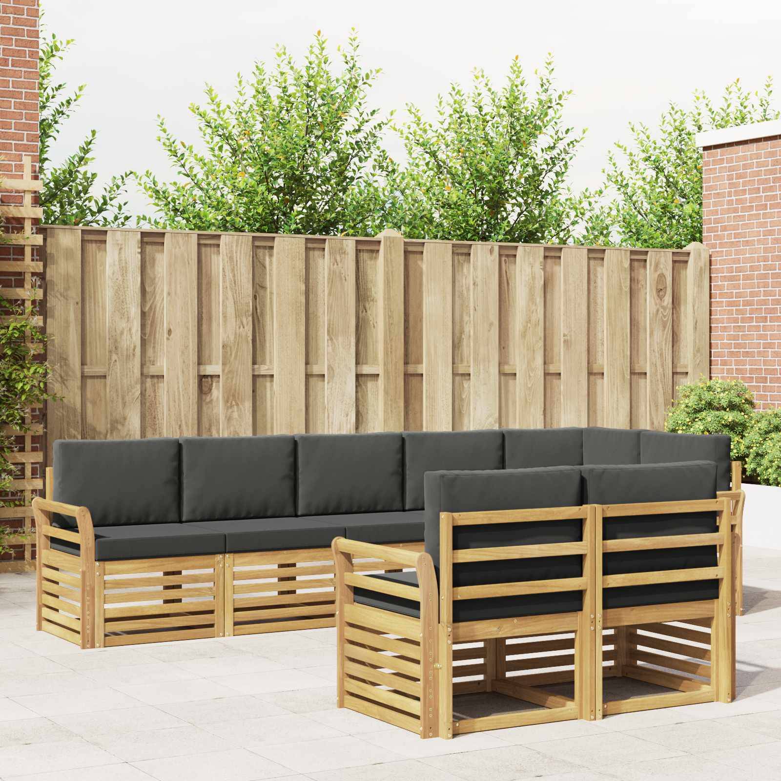 vidaXL Outdoor-Sofagarnitur 8 pcs Weiß und Anthrazit