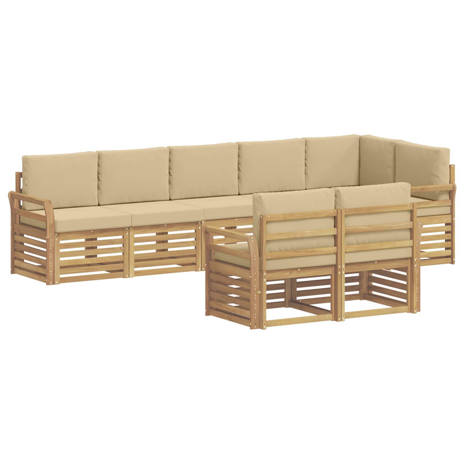 vidaXL Outdoor-Sofagarnitur 8 pcs Weiß und Beige 308 x 130,5 x 73 cm