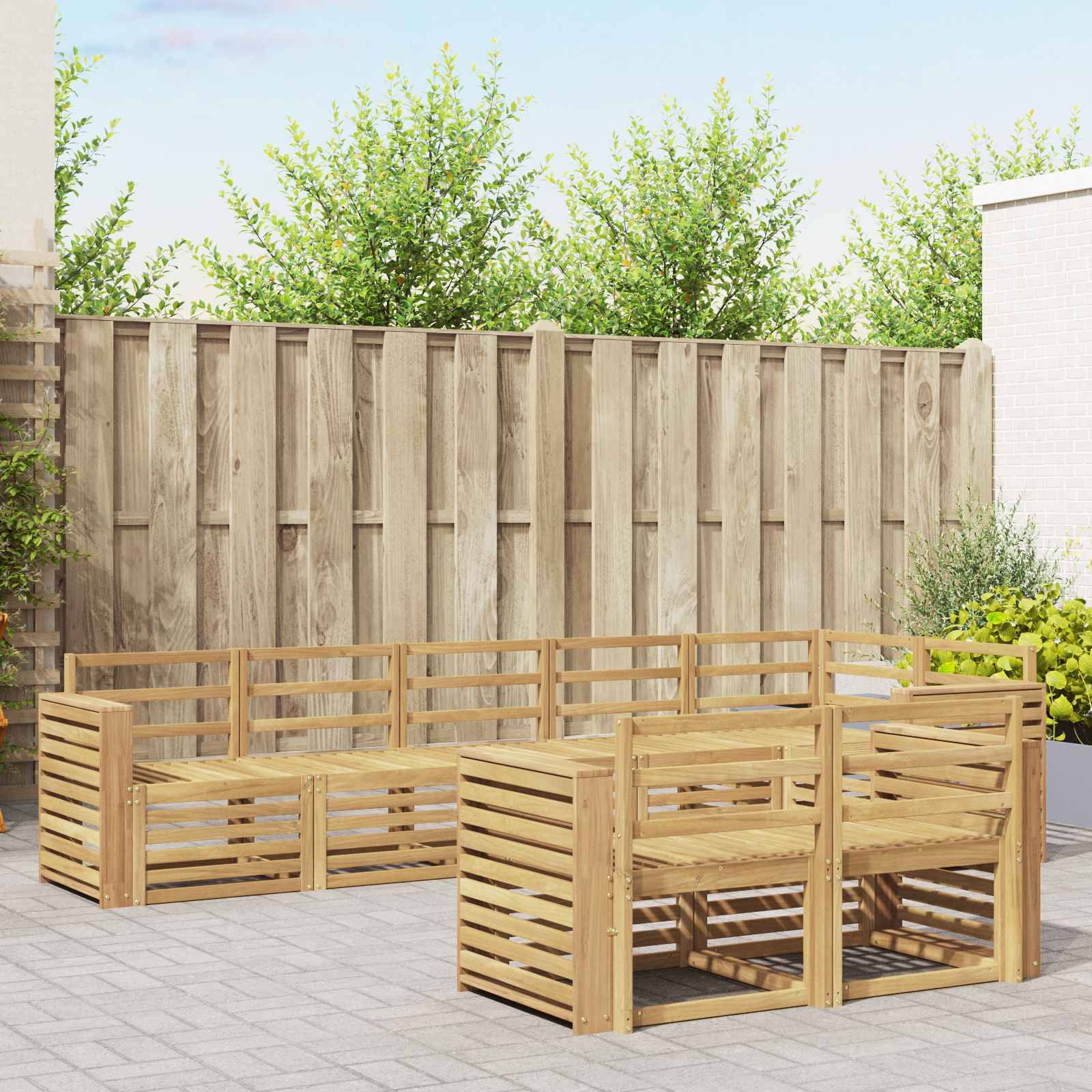 vidaXL Outdoor-Sofagarnitur 8 pcs Weiß 310 x 132,5 x 73 cm